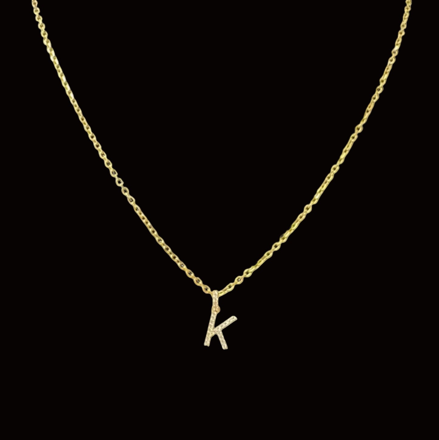 Collar con la letra K, 3,4 gr, 14 quilates, 18"