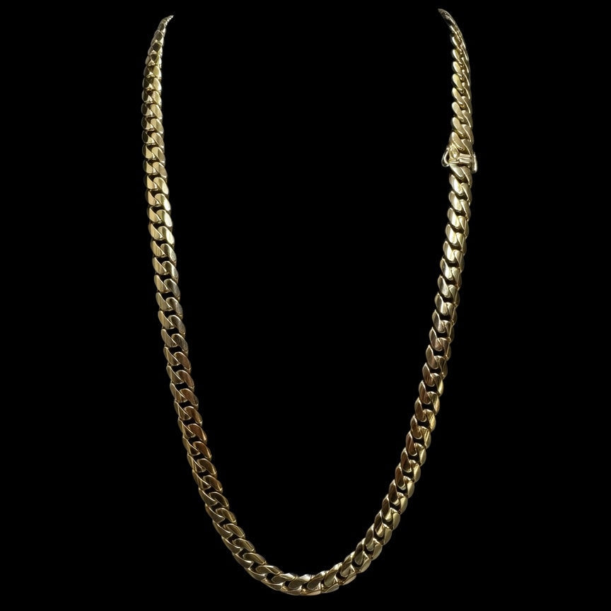 14K YELLOW SEMISOLID CUBAN CHAIN (36.4GR 8.3MM 22")