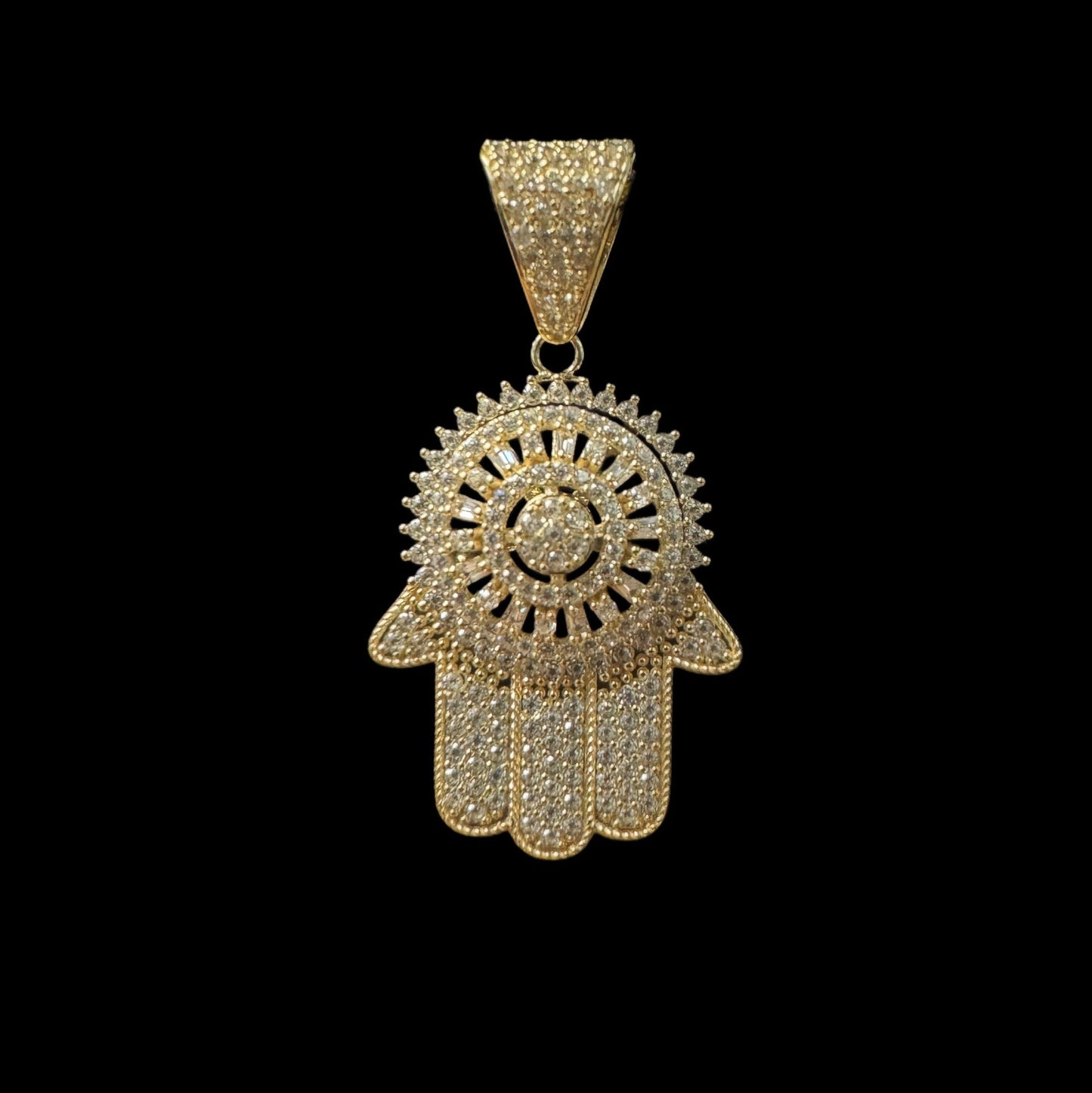 14K PENDANT HAMSA CZ SPIN (6.6GR)