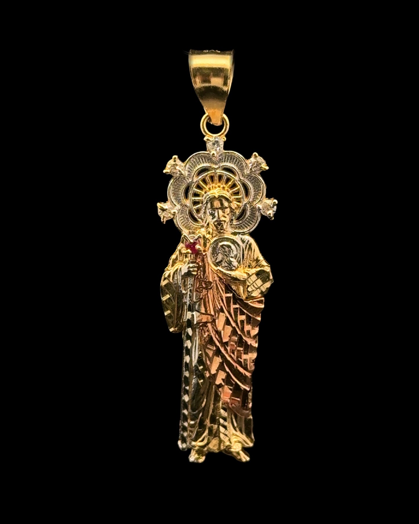 14K SAINT JUDE PENDANT CZ (3GR 4.5CM)