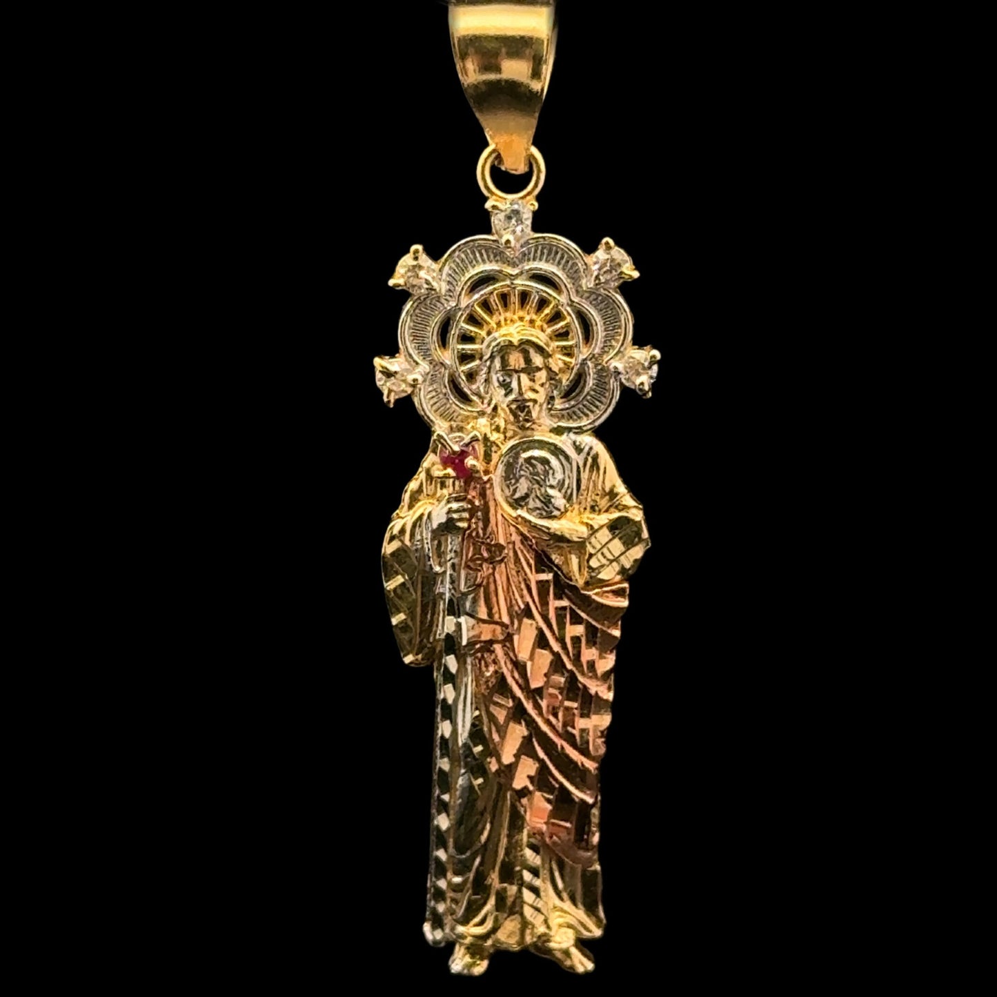 COLGANTE SAN JUDAS CZ 3GR 14K 4.5CM