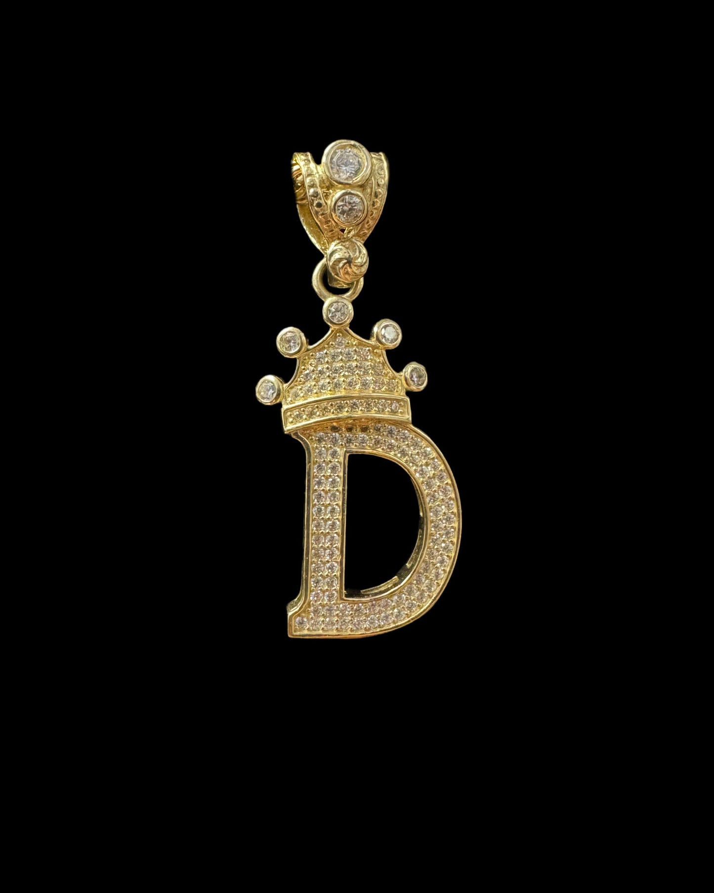 14K PENDANT LETTER D CHRISTMAS CROWN CZ (4.2GR)