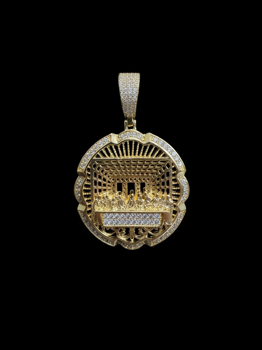 925 SILVER LAST SUPPER CZ PENDANT (13.2GR)