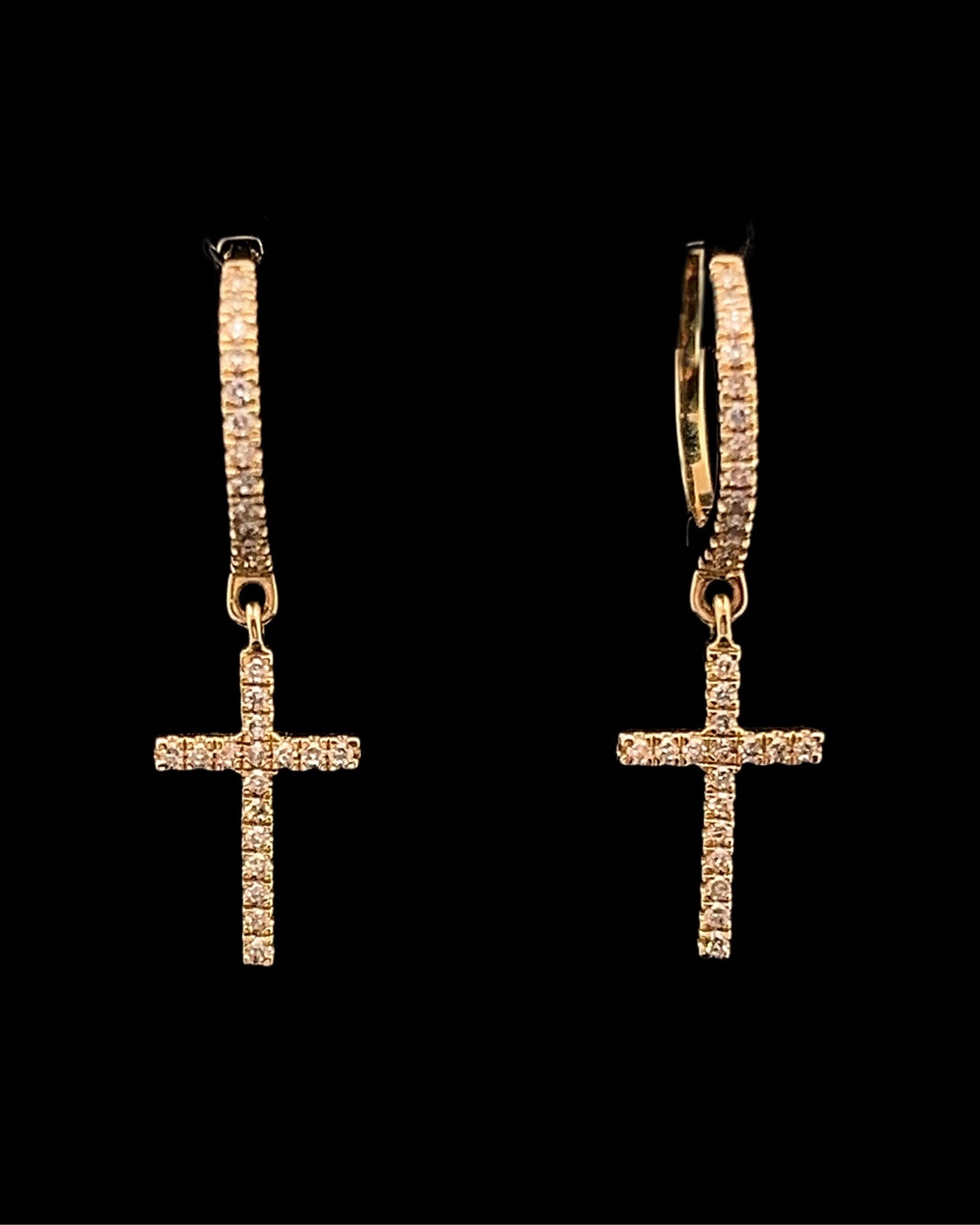 ARETES ARO CRUZ COLGANTE AMARILLO 0.22CT 14K