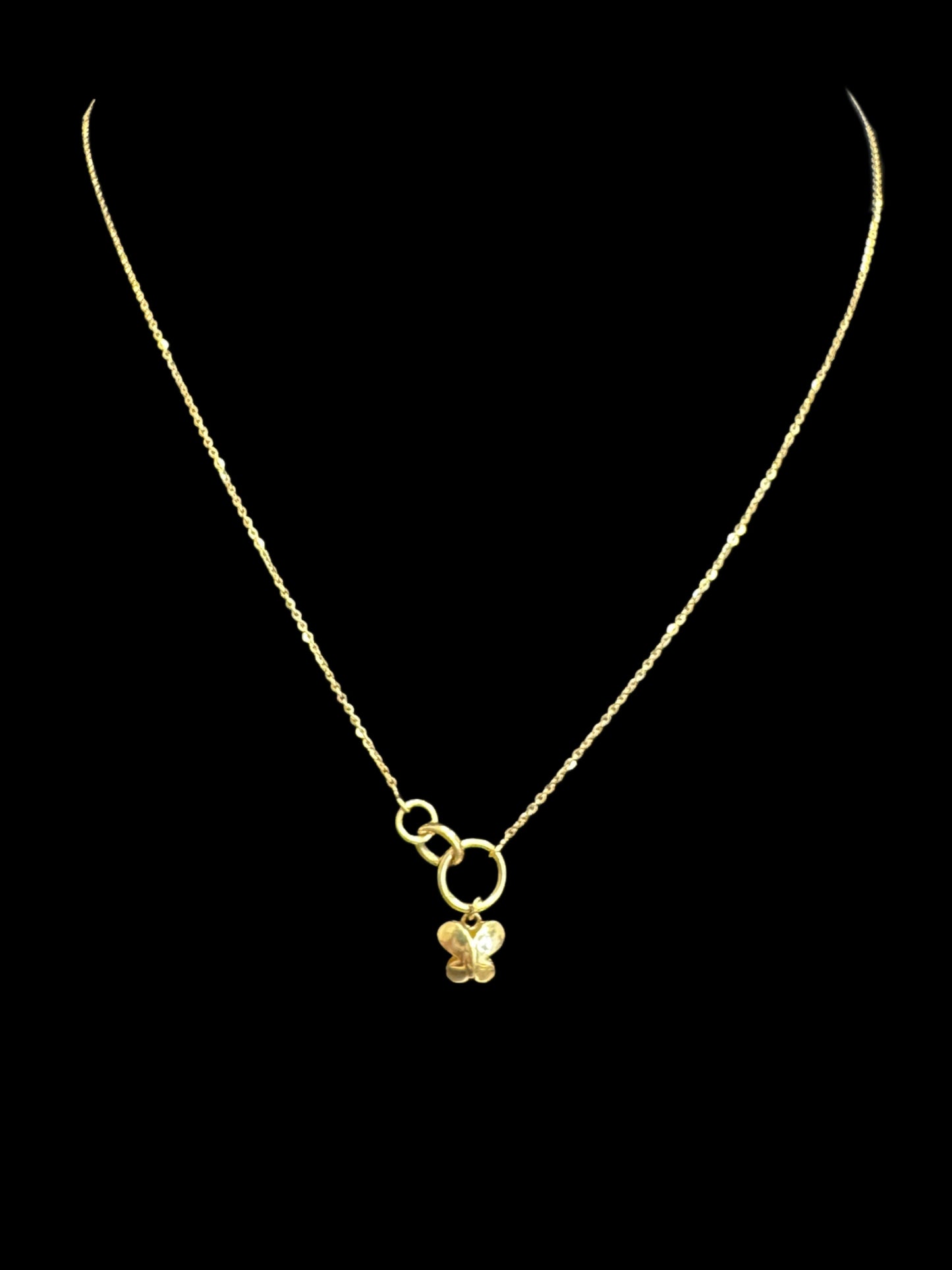 14K GOLD NECKLACE BUTTERFLY (2GR 18")