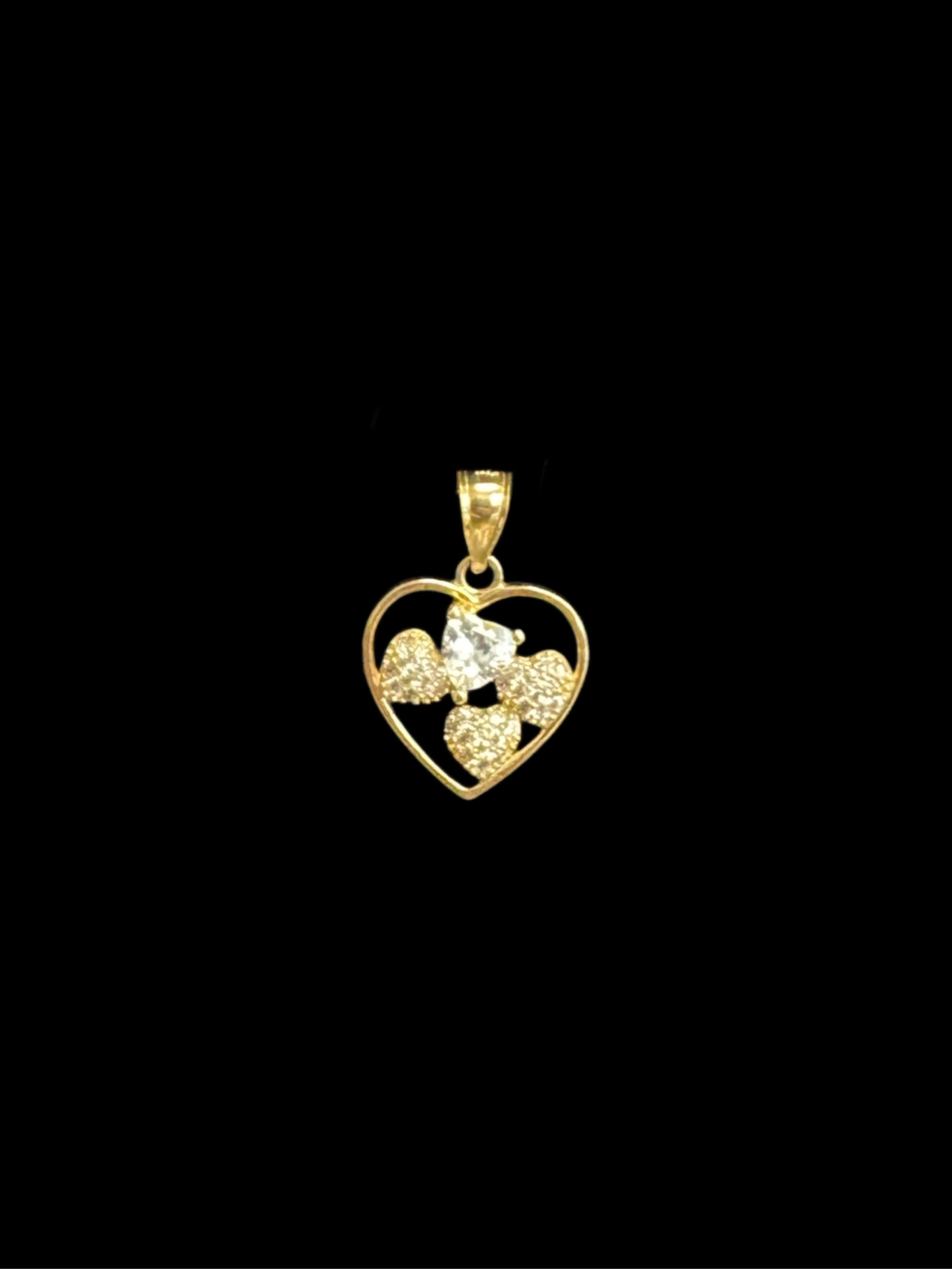 14K GOLD HEARTS CZ PENDANT (2GR)