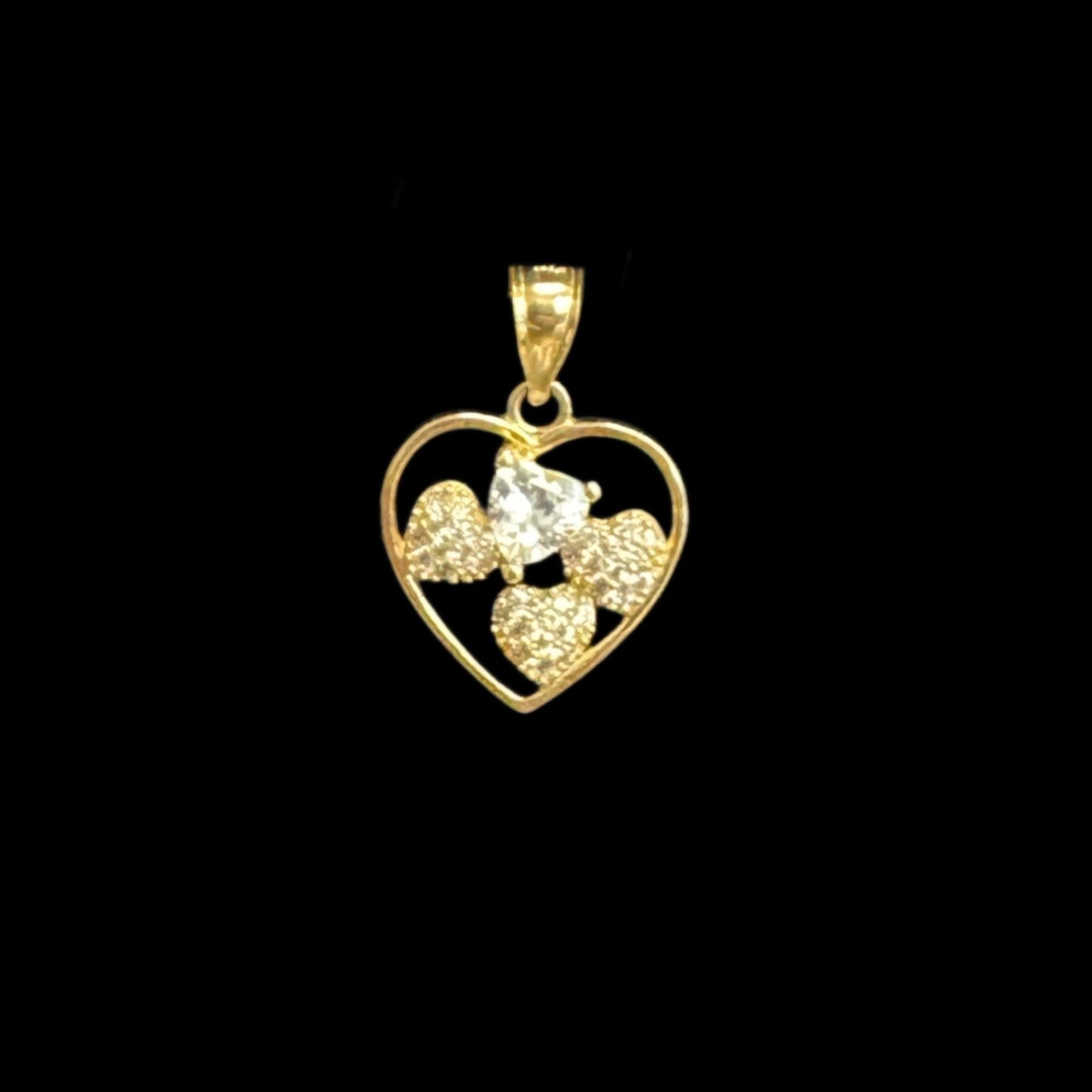 14K GOLD HEARTS CZ PENDANT (2GR)