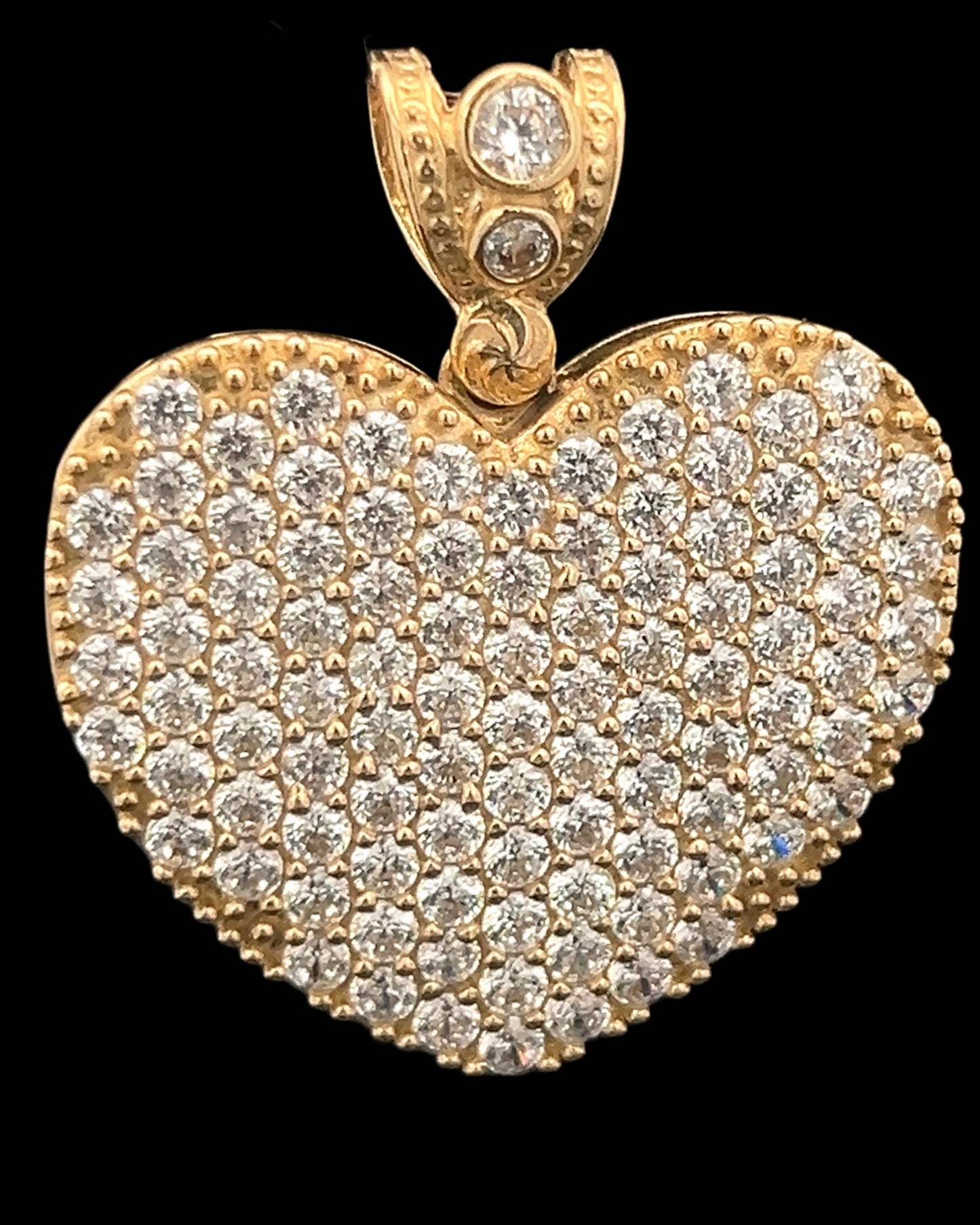 Iced Out Yellow Gold Heart Pendant (CZ) 7.3GR 14K