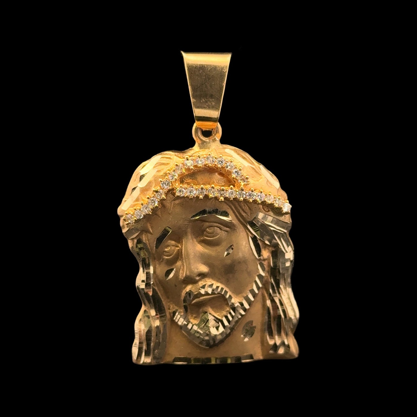 14K JESUS HEAD PENDANT CZ (8.8GR 3.5CM)