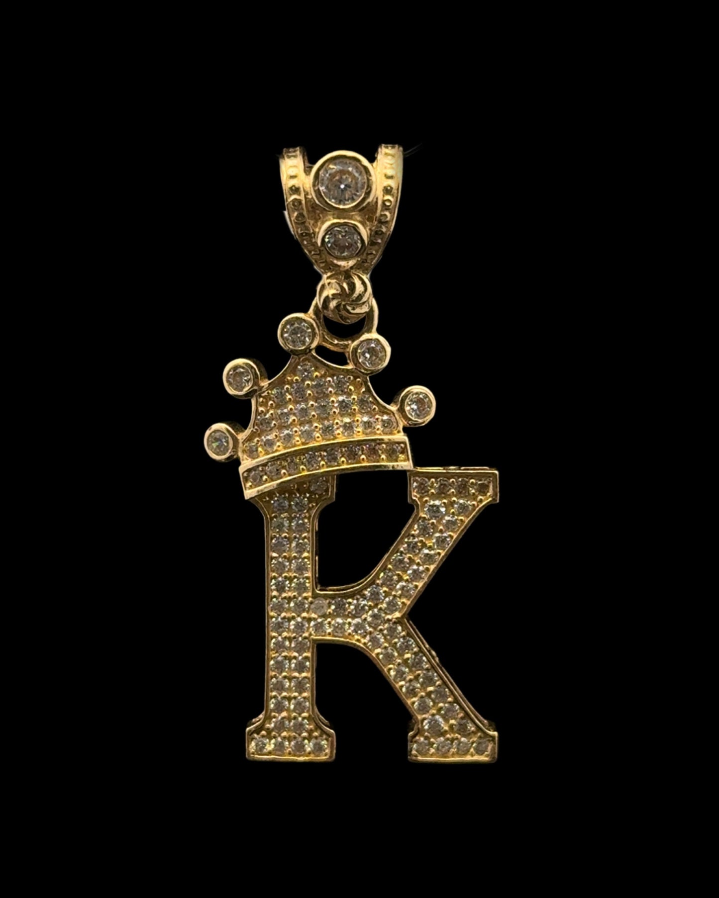 PENDANT LETRA K CORONA NAVIDAD CZ 4.4GR 14K