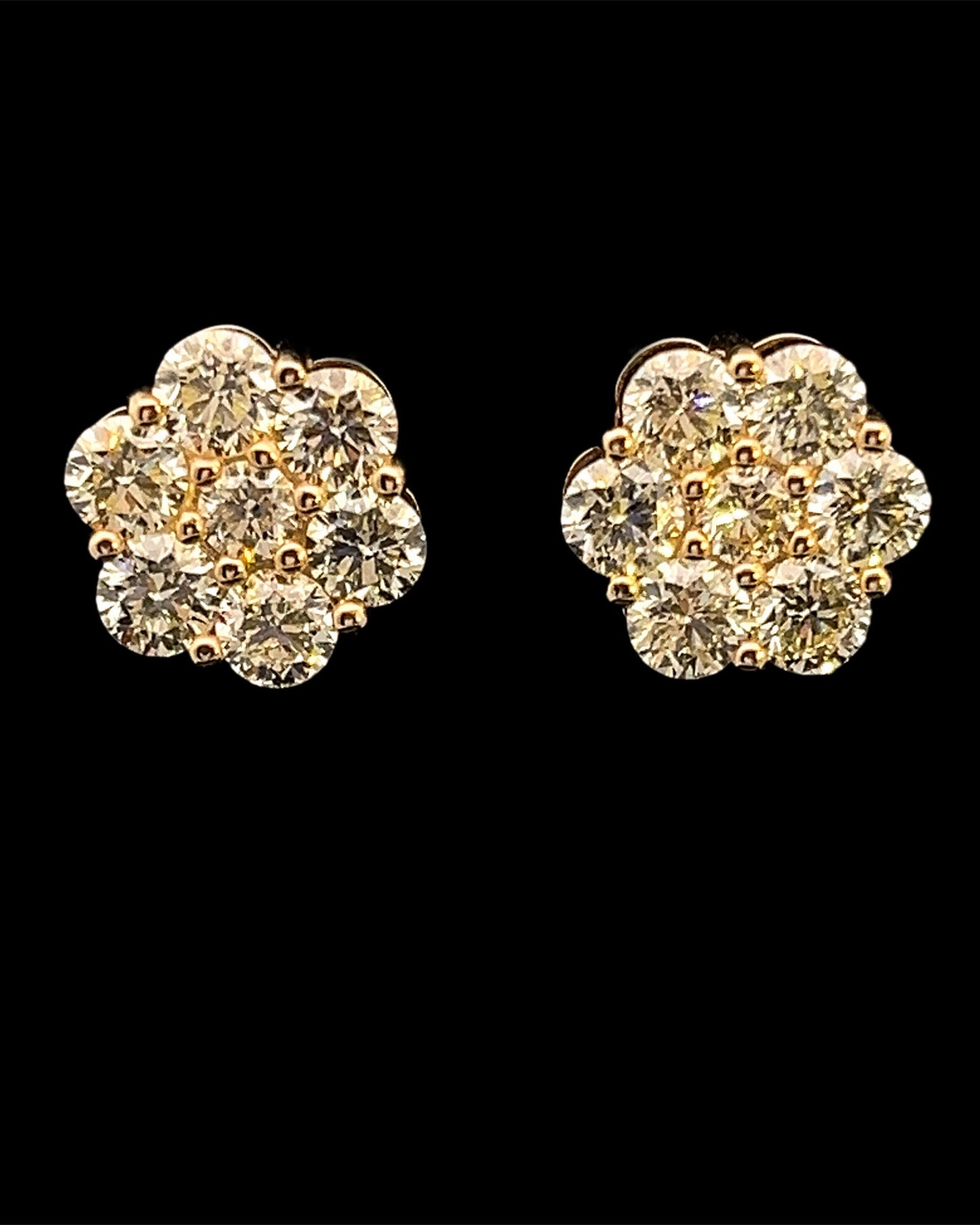 ARETES REDONDO BIG AMARILLO DIAMANTES 7.3GR 4.30CT 14K