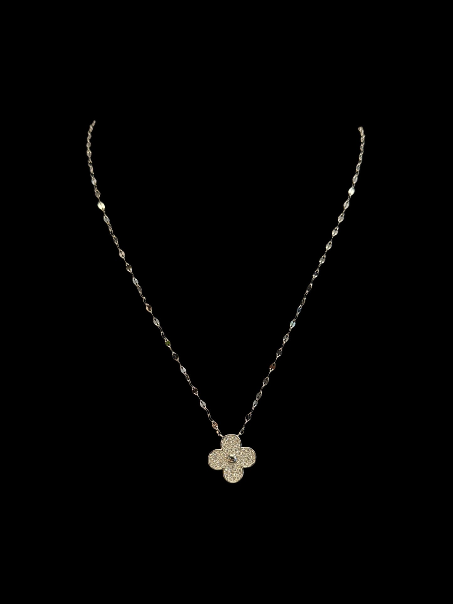 925 SILVER MOISSANITE FLOWER NECKLACE (2.7GR 0.53CTW 16+2")