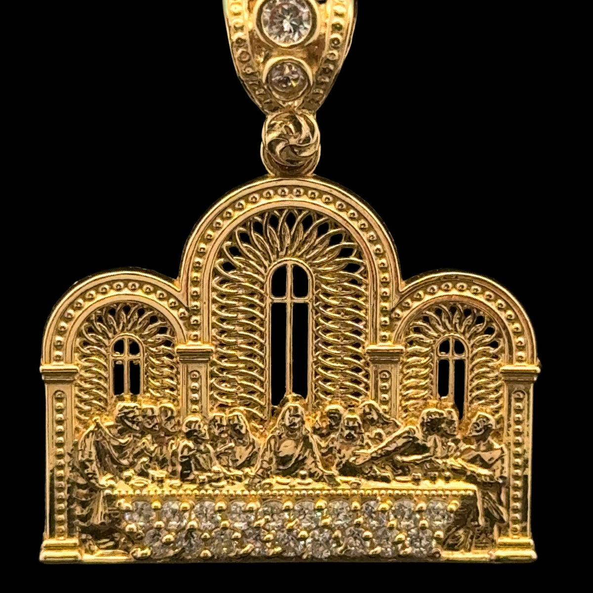 14K THE LAST SUPPER PENDANT CZ (4.4GR)