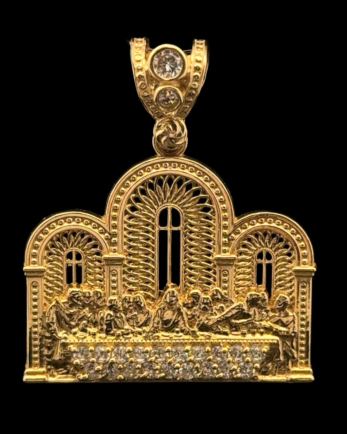 14K THE LAST SUPPER PENDANT CZ (4.4GR)