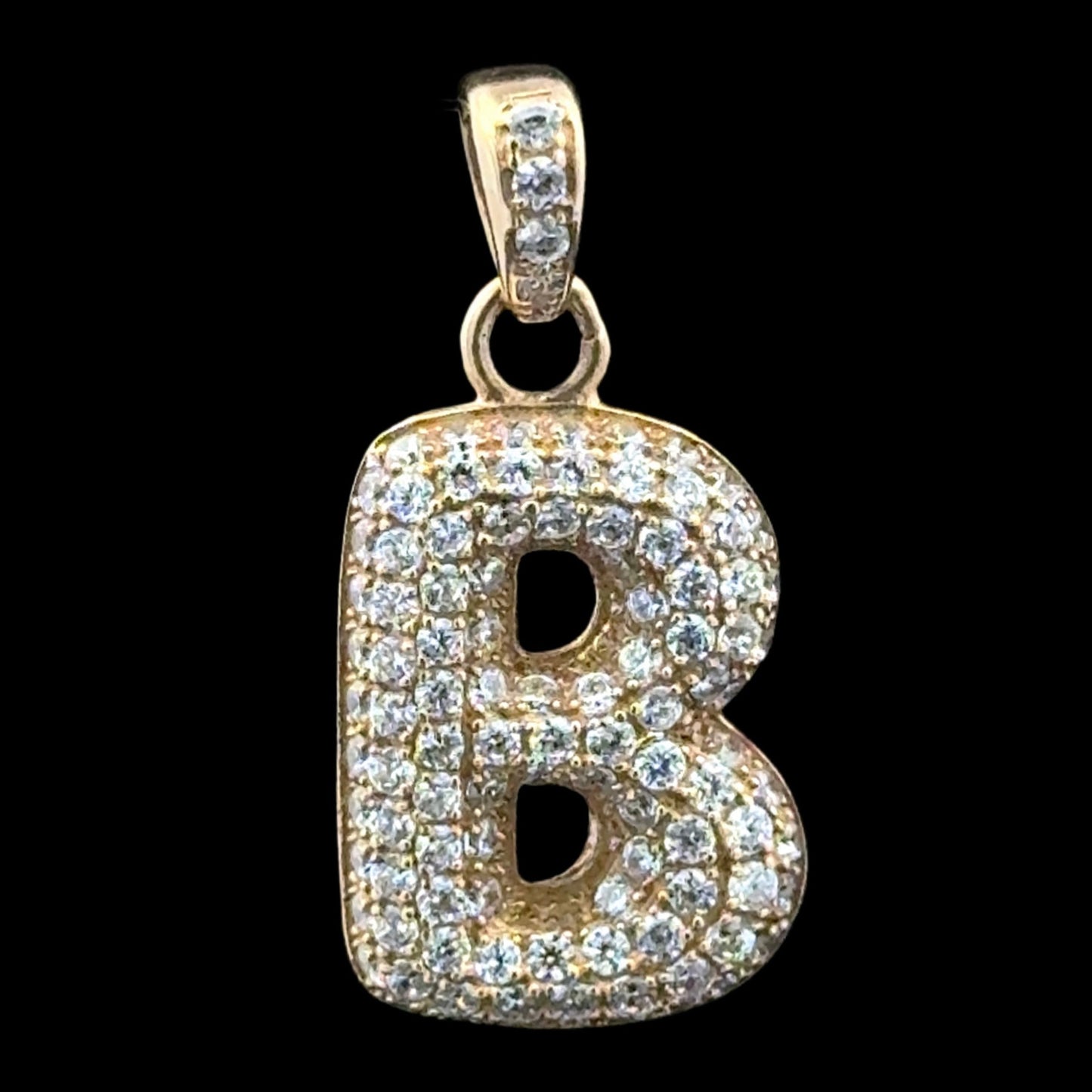 14K LETTER B PENDANT CZ (1.6GR)