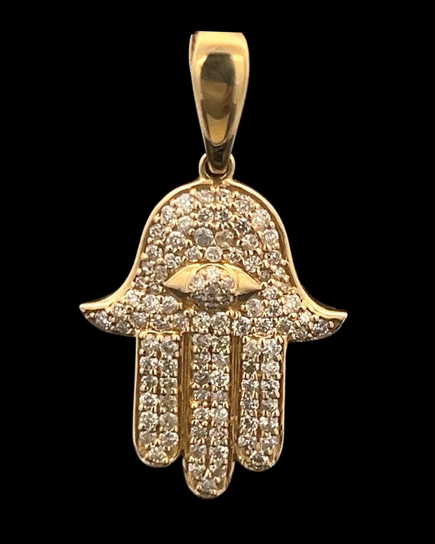 Yellow Gold Hamsa Pendant 0.49CT 2GR 14K