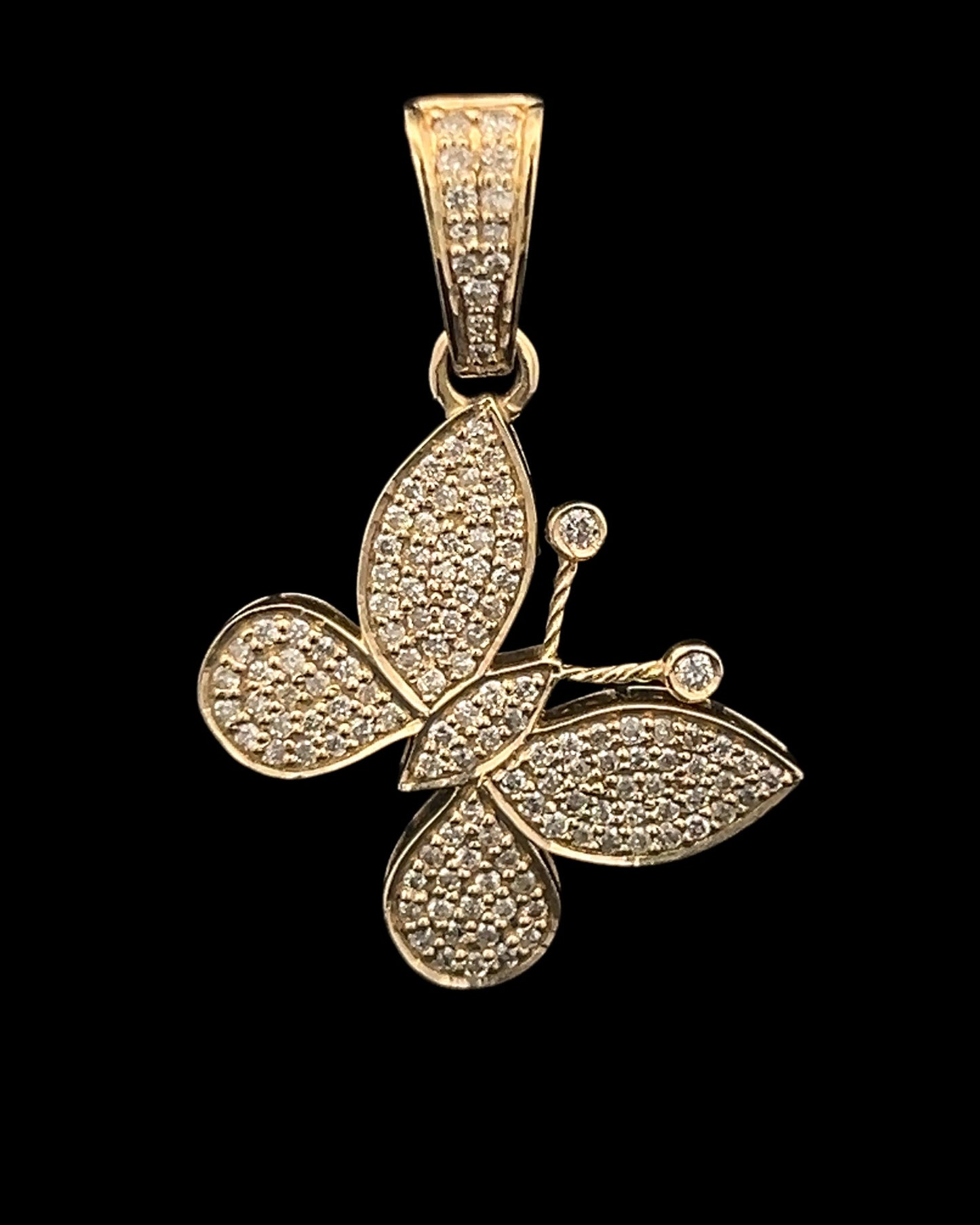 Yellow Gold Butterfly Pendant 0.57CT 2.5GR 14K