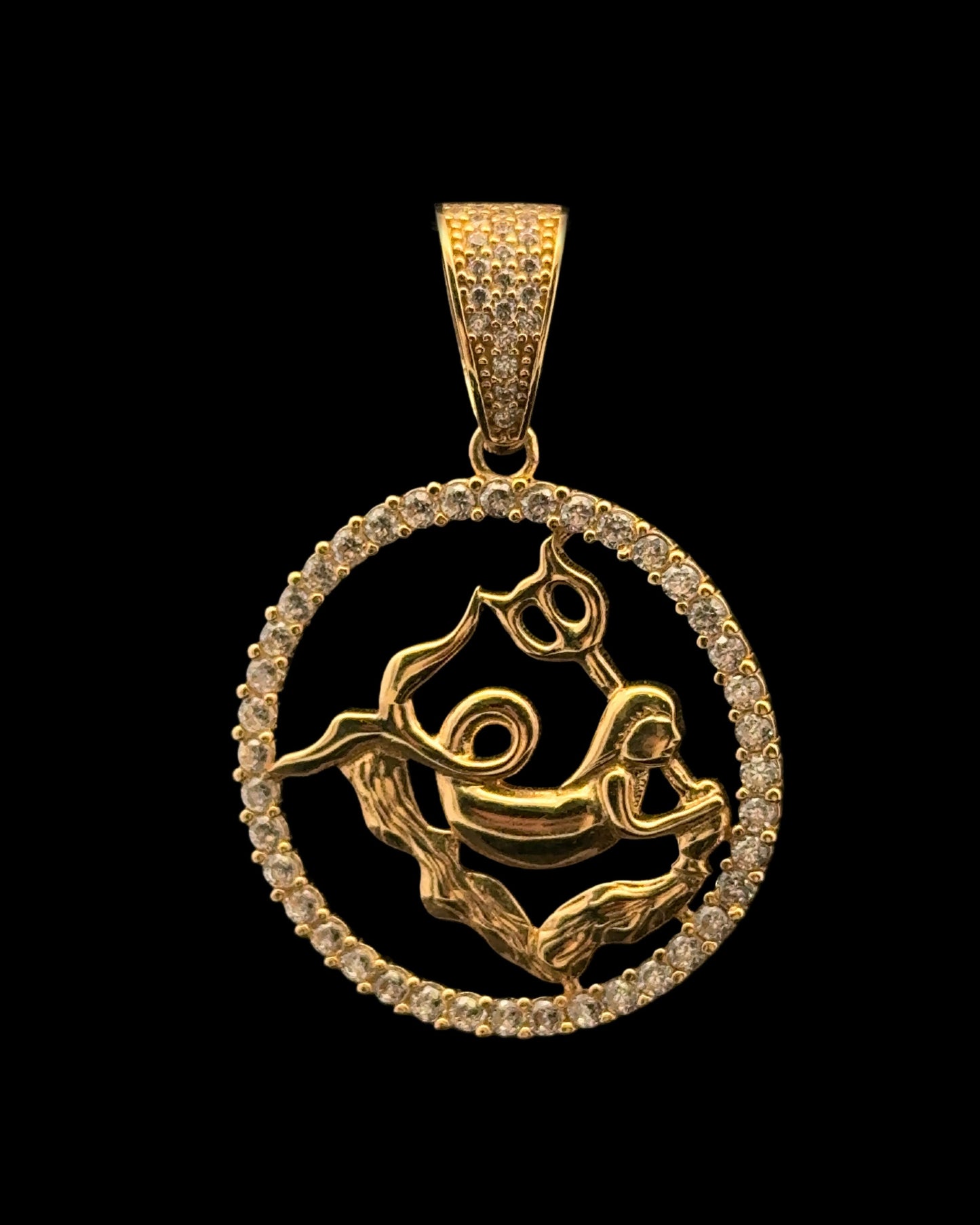 PENDANT SIGNO ZODIACO ACUARIO CZ 4.9GR 14K