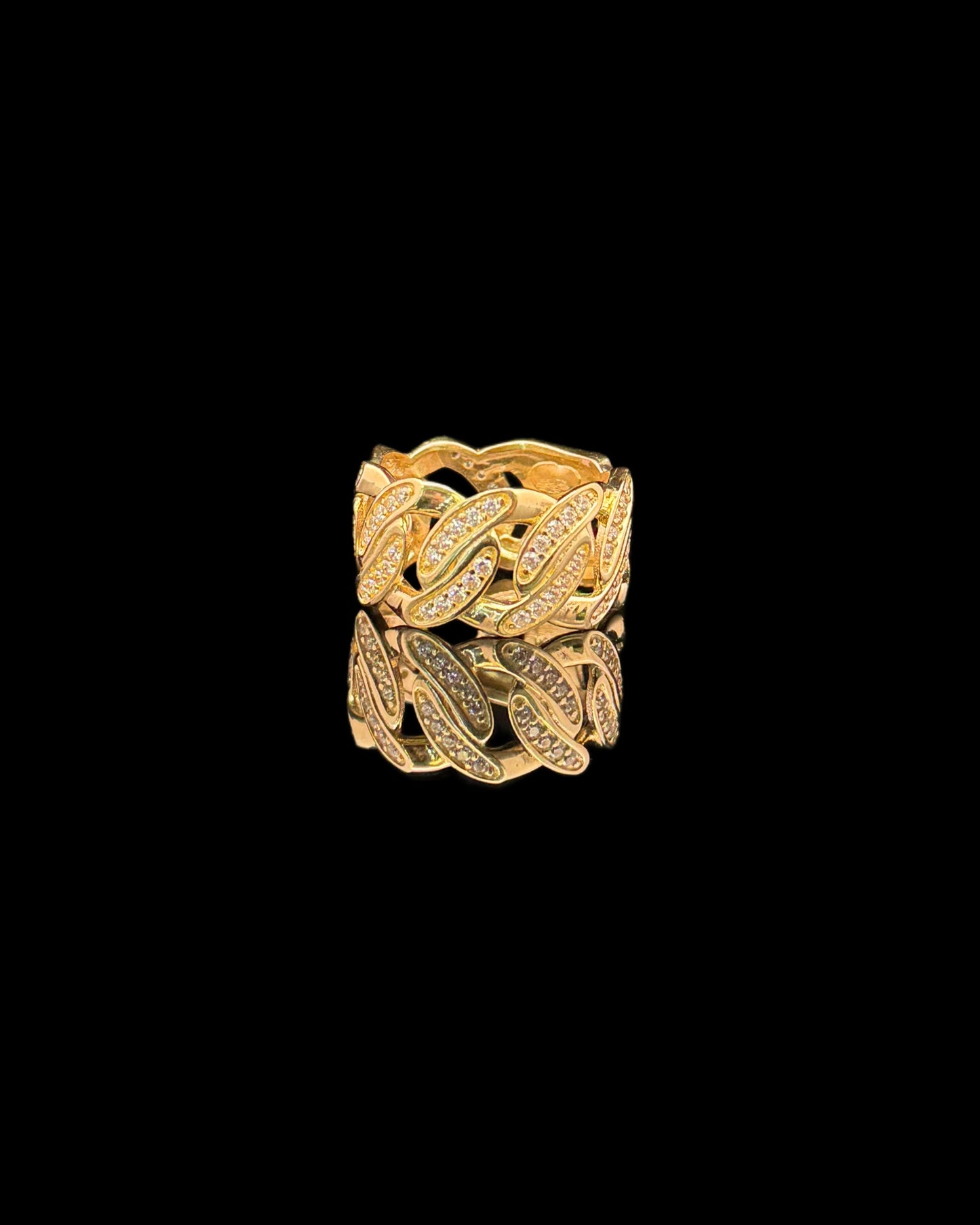 14K GOLD CUBAN RING CZ (9.7GR 10")