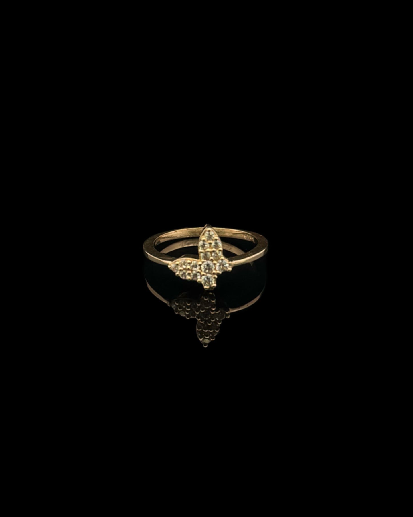14K GOLD CZ BUTTERFLY RING (2.1GR 7")