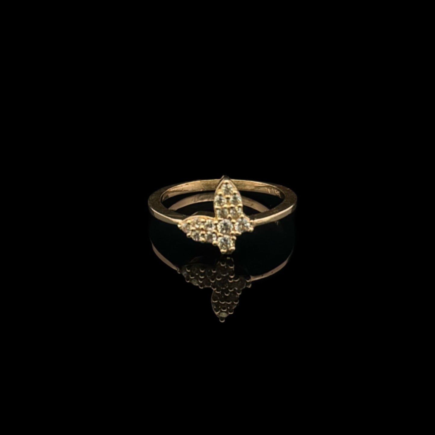 14K GOLD CZ BUTTERFLY RING (2.1GR 7")