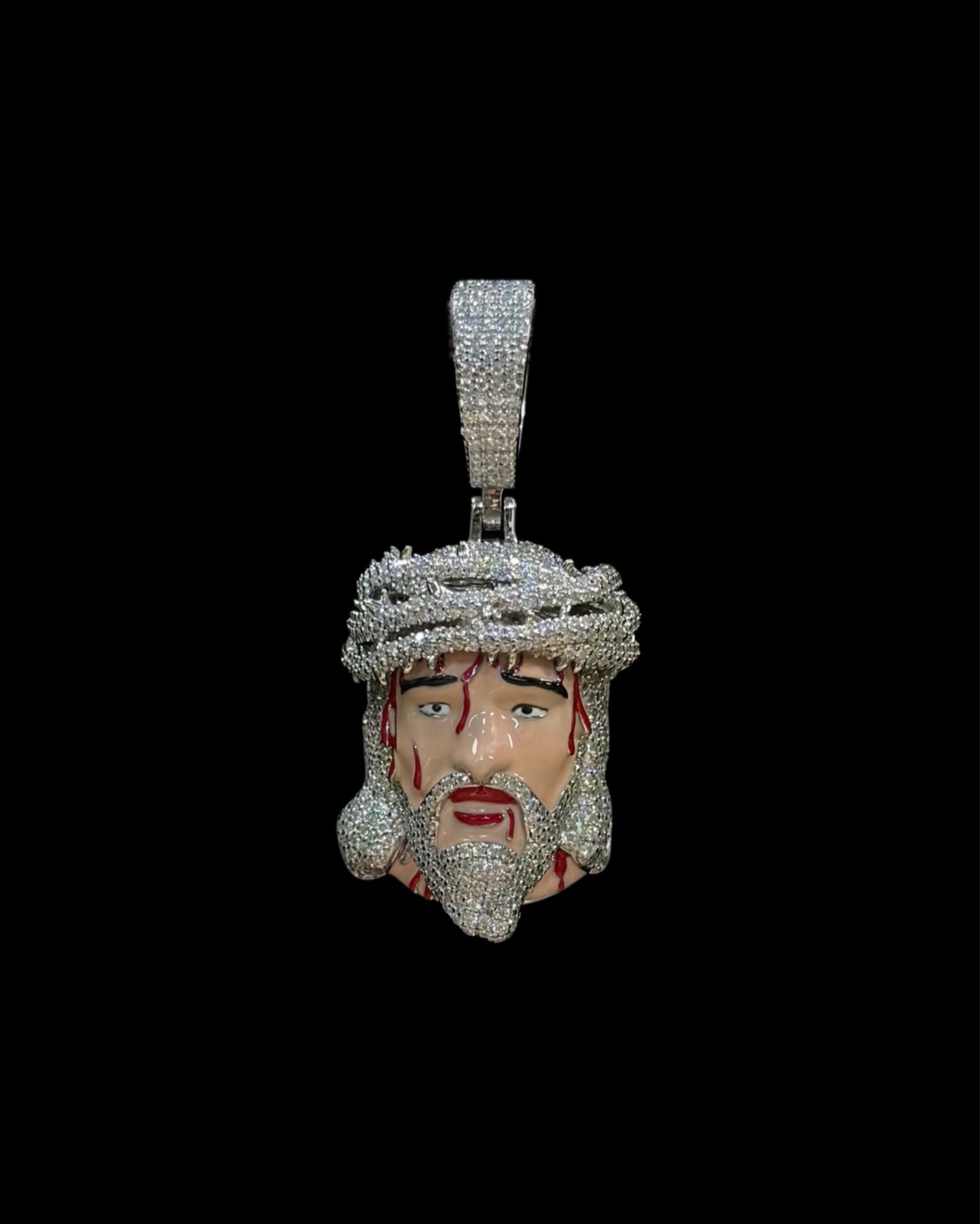 925 SILVER MOISSANITE FACE JESUS PENDANT (15.9GR 2.73CTW)