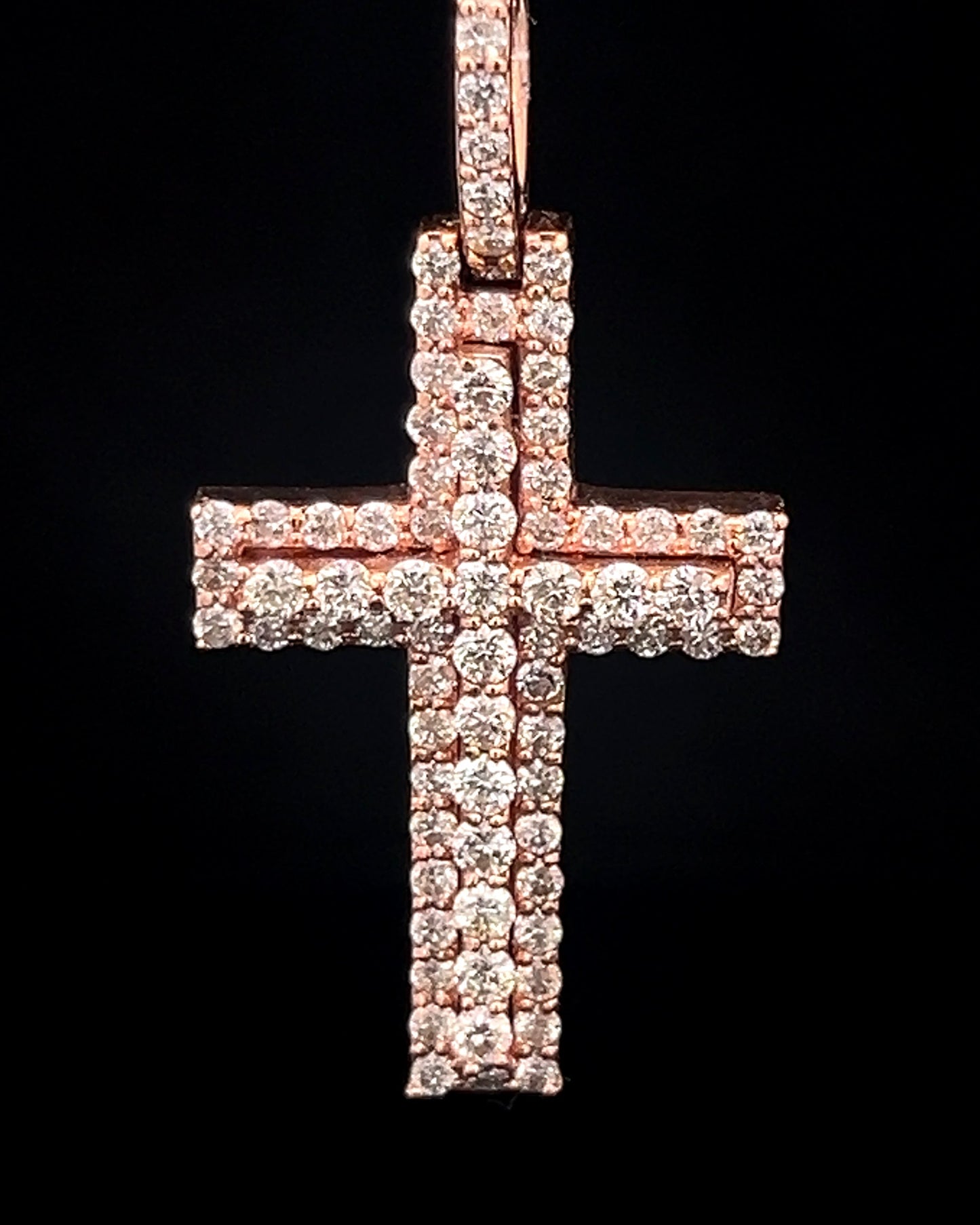Rose Gold Cross Pendant 1.75CT 6.1GR 14K