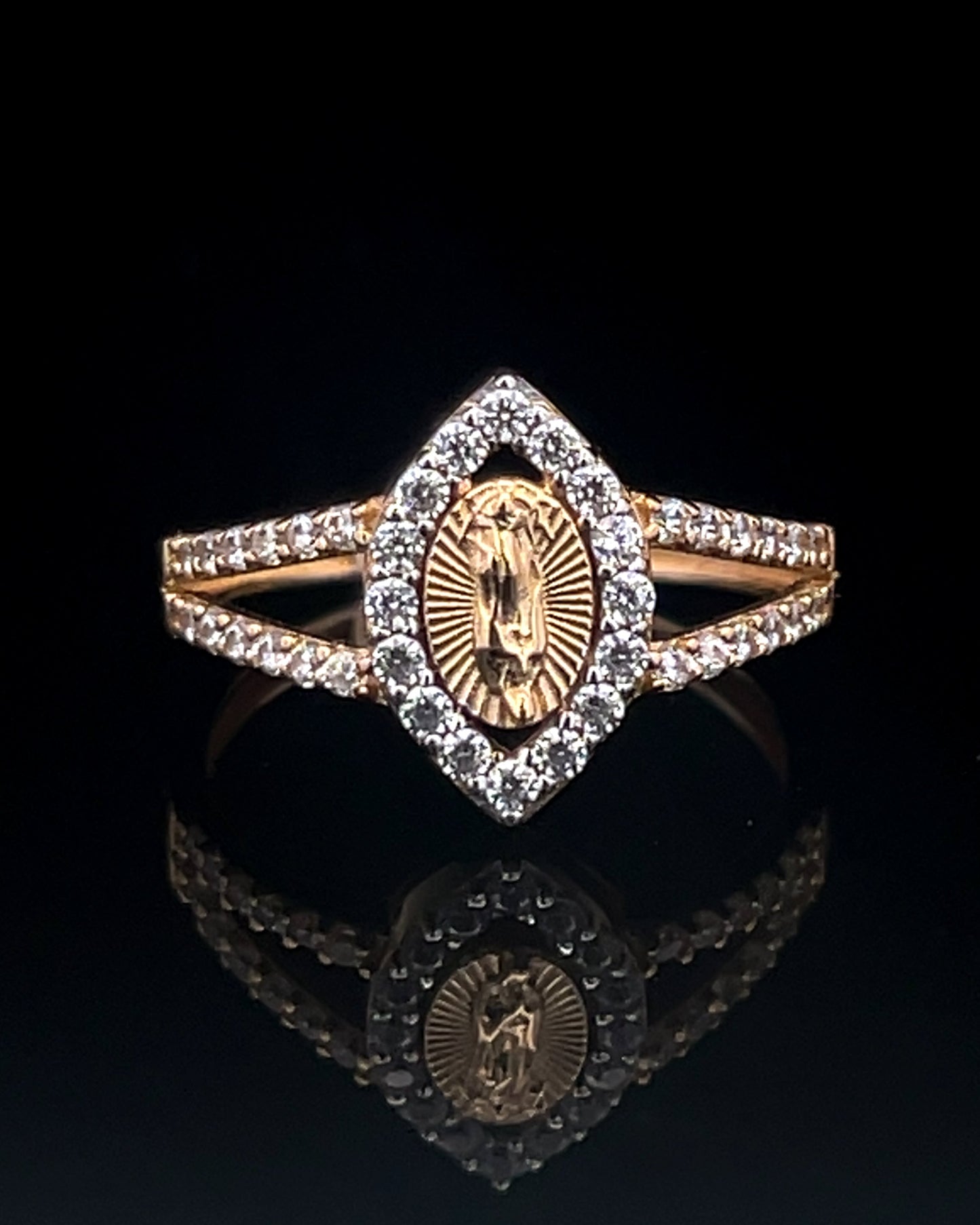 ANILLO VIRGEN CZ AMARILLO 2.3GR 14K 8"