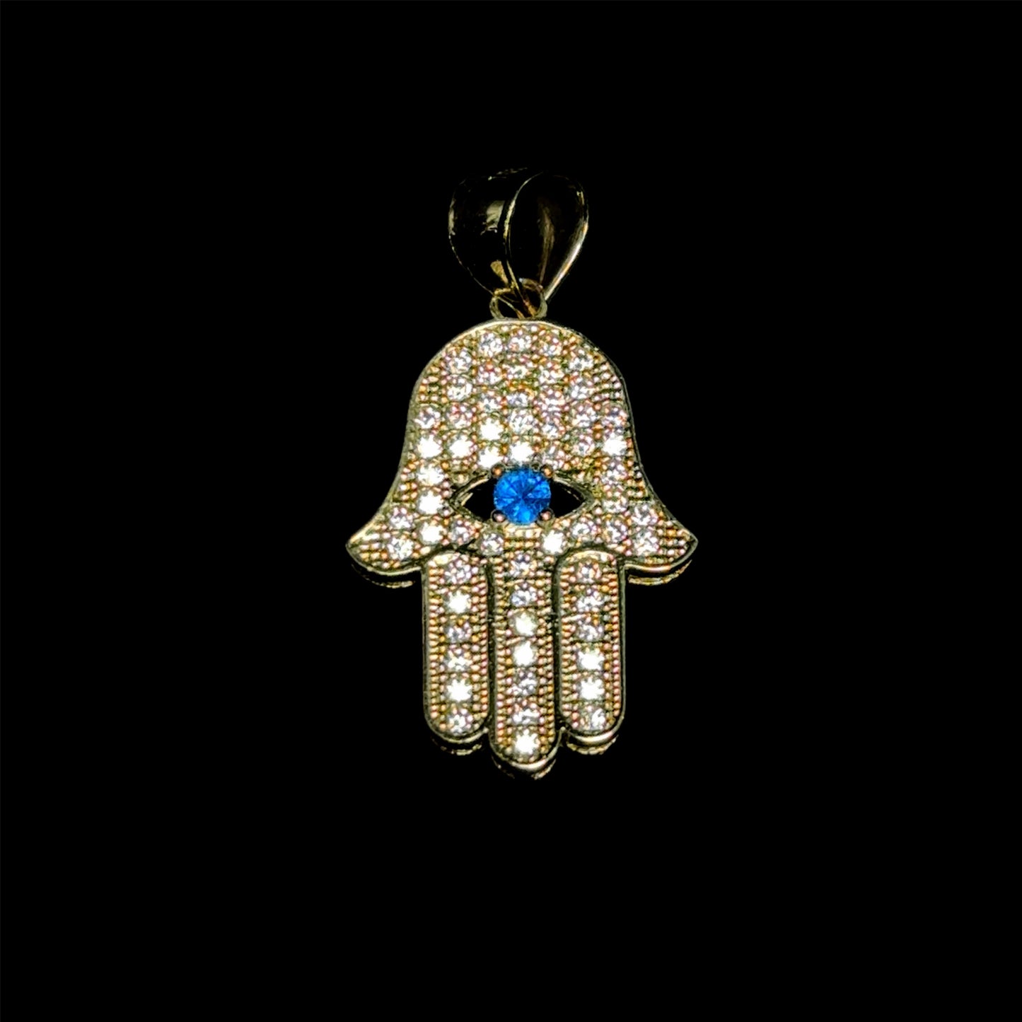 PENDANT HAMSA PIEDRA AZUL 3.7GR 14K