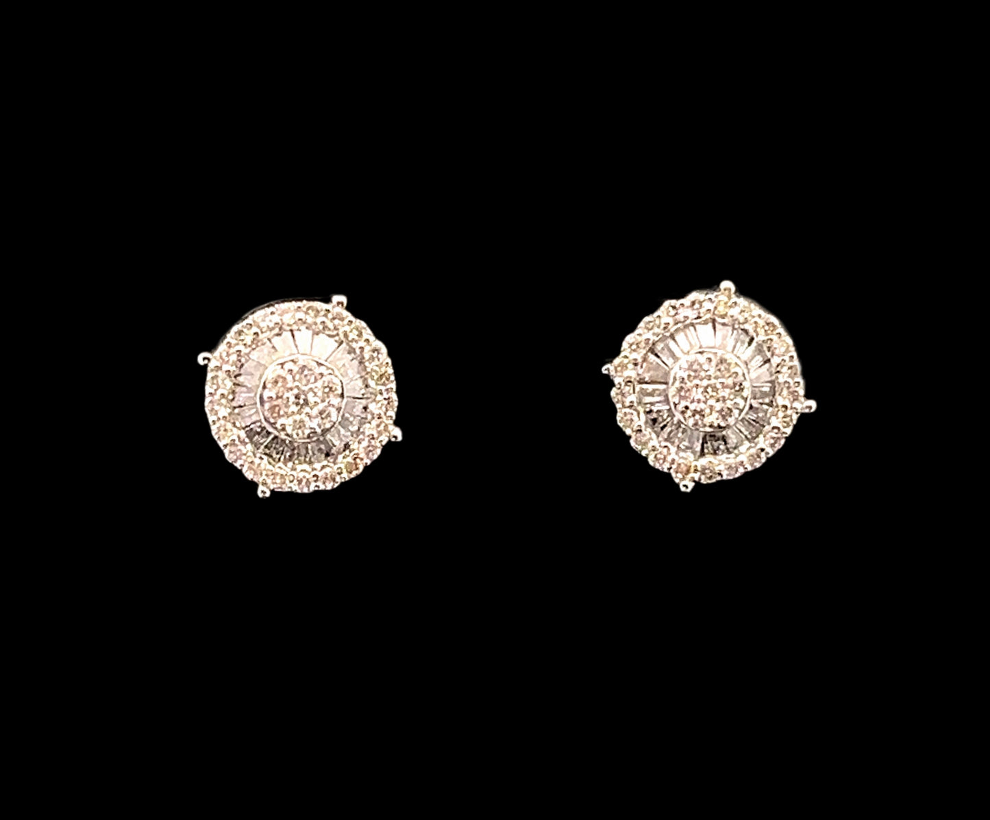 ARETES CIRCULO PUAS BAGUETTES BLANCO 1CT 14K