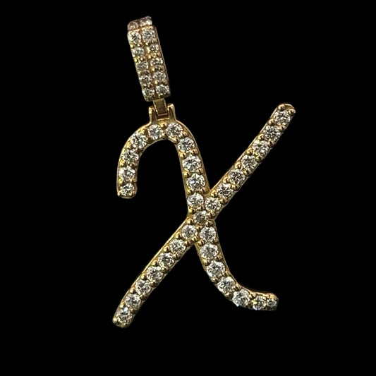 Yellow Gold Letter X Pendant 0.83CT 3GR 14K