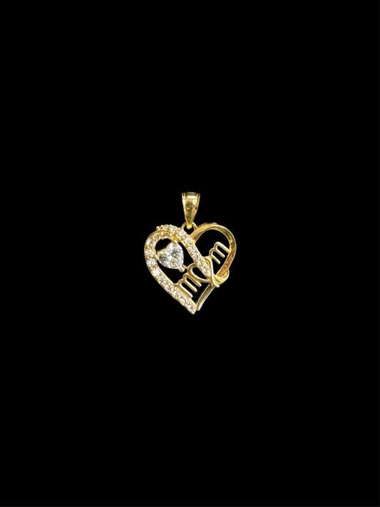 14K GOLD MOM HEART CZ (2.8GR)