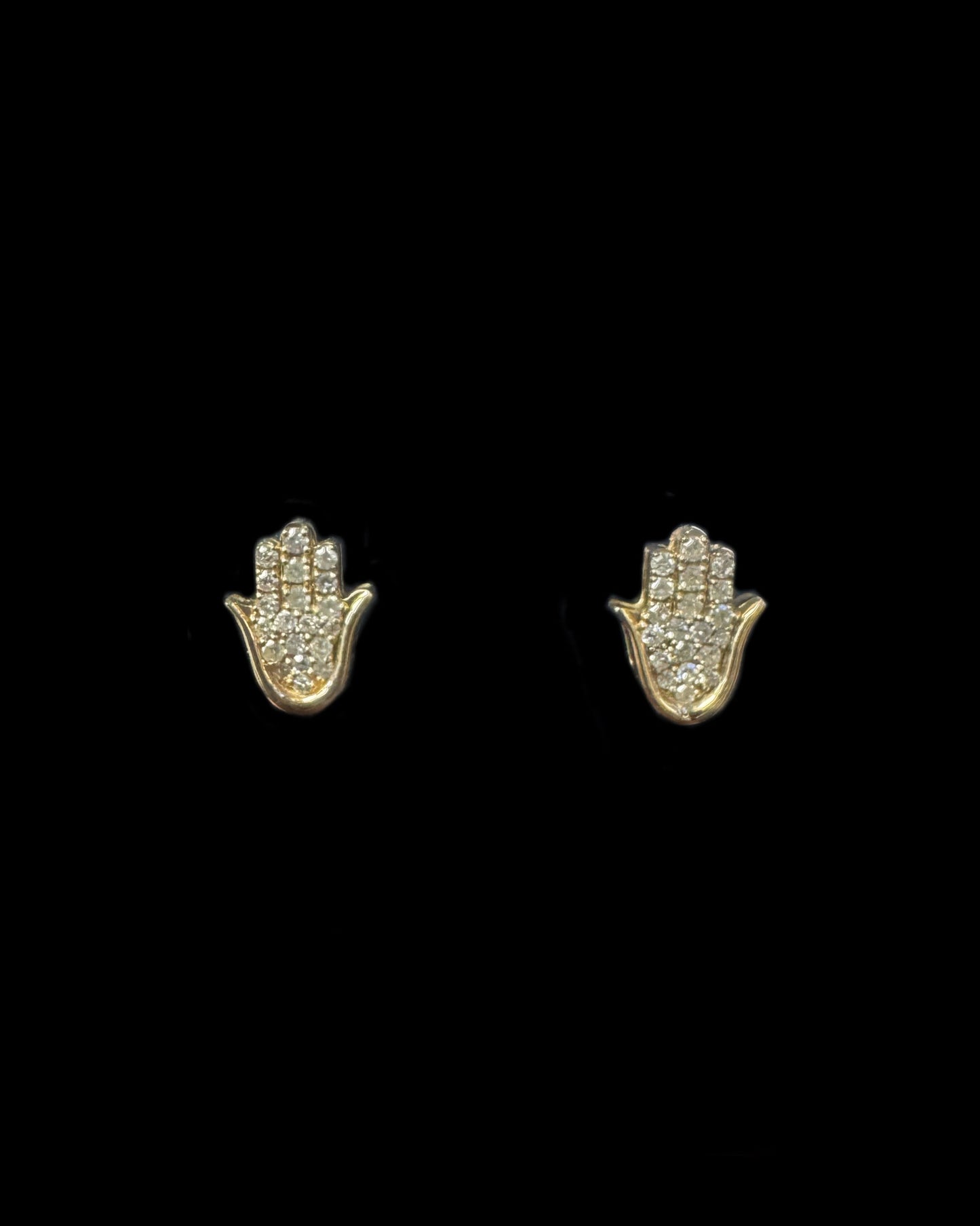 14K HAMSA EARRINGS DIAMOND, WHITE AND YELLOW ( 0.52CT 10MM 1.4GR)
