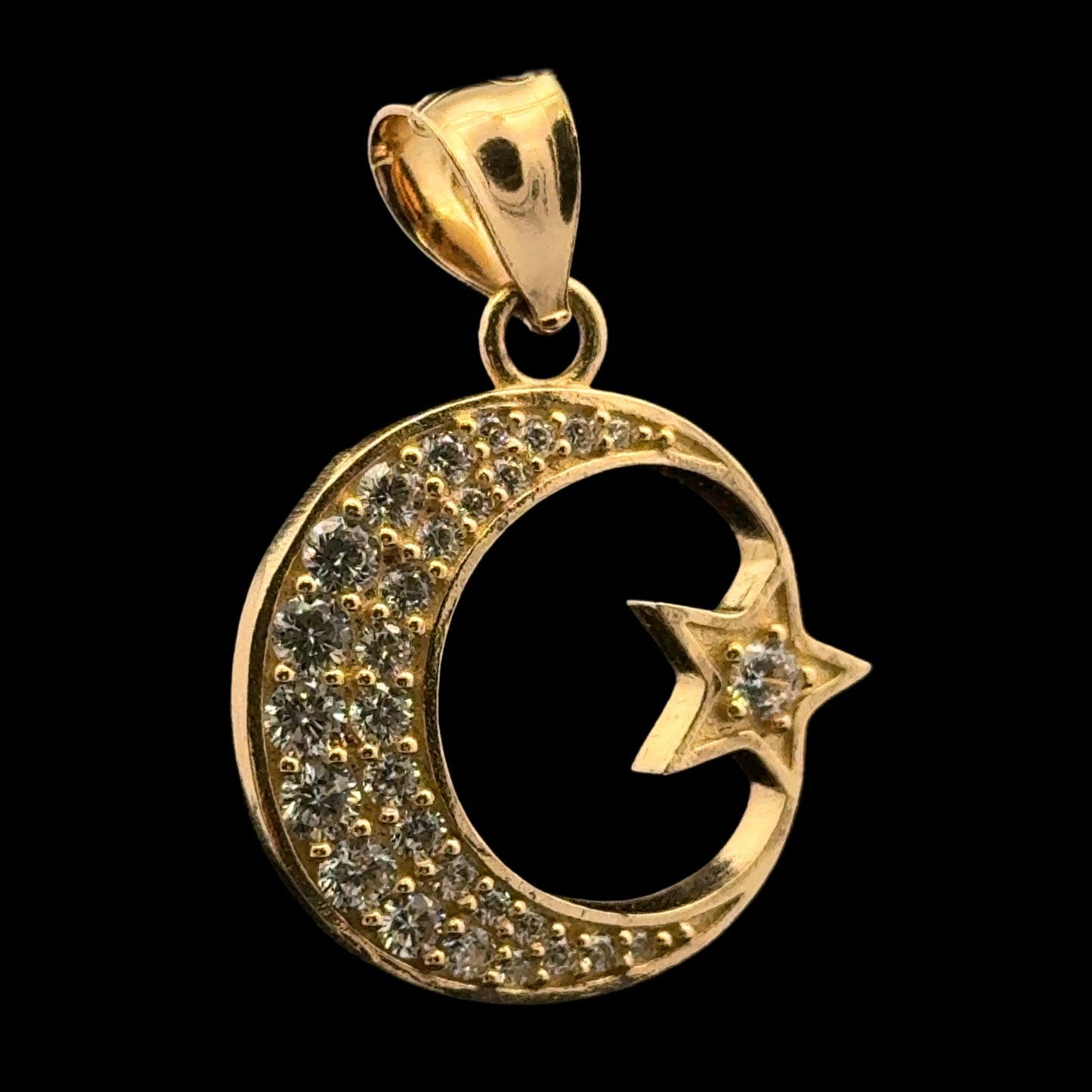 PENDANT LUNA ESTRELLA PUNTO CZ 3.4GR 14K