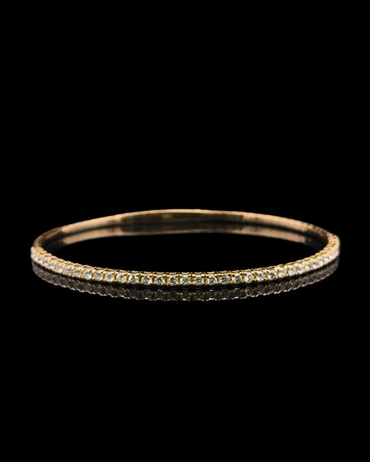 Brazalete de oro amarillo de 7,2 gr, 2,4 mm, 1,11 ct, 14 quilates, 7"