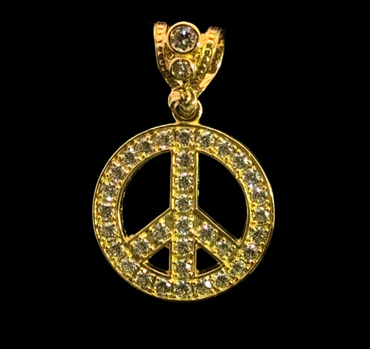 Peace Sign Pendant (CZ) 3.7GR 14K