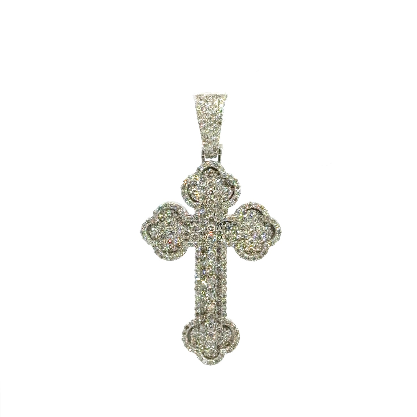 White Gold Maltese Cross Pendant 2.87CT 9.3GR 14K(cs)