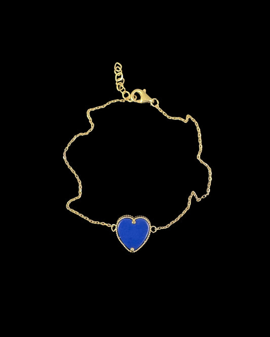 14K BLUE HEART BRACELET (2.1GR 8")