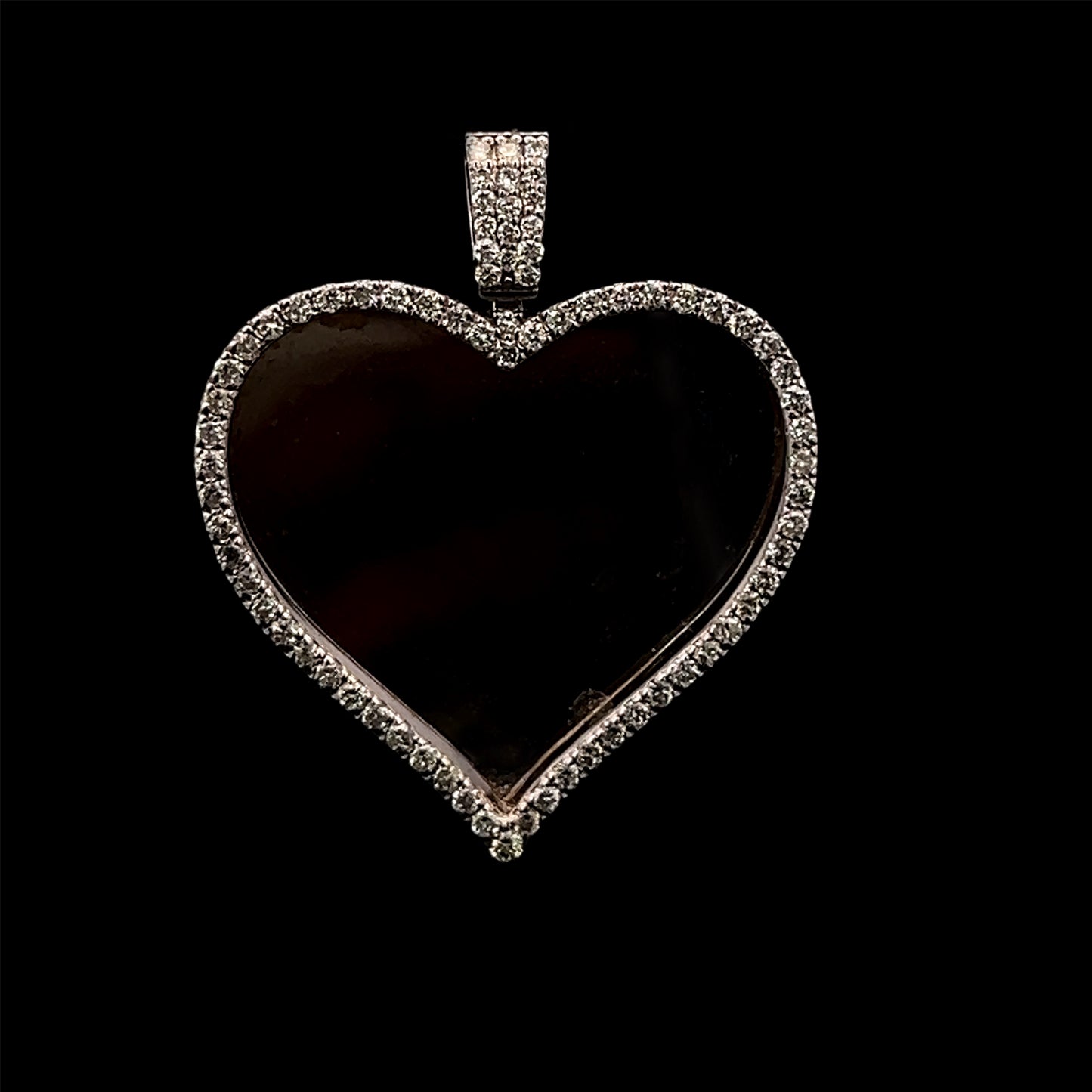 White Gold Black Heart Pendant 1.80CT 12.9GR 14K