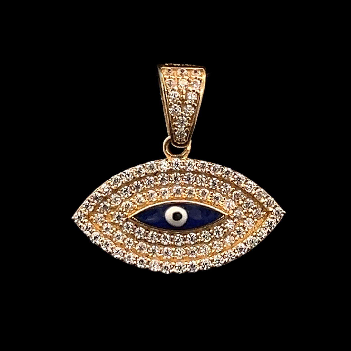 Yellow Gold Turkish Eye Pendant (CZ) 1.9GR 14K