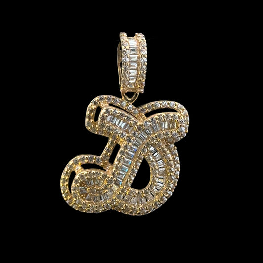 PENDANT LETRA D CURSIVA CZ 4GR 14K