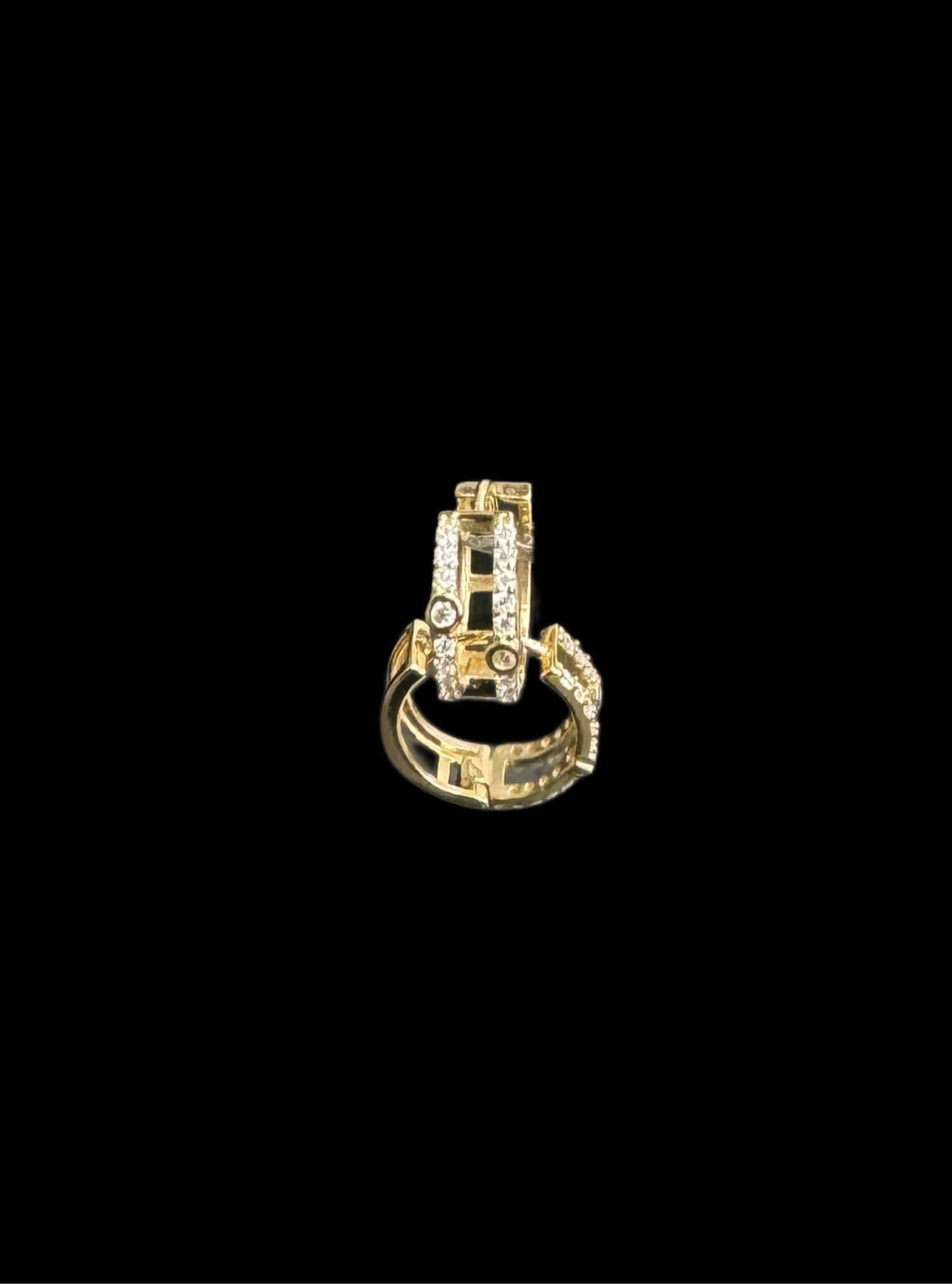 14K GOLD HUGGIES ZIRCONIA EARRINGS (1.9GR)