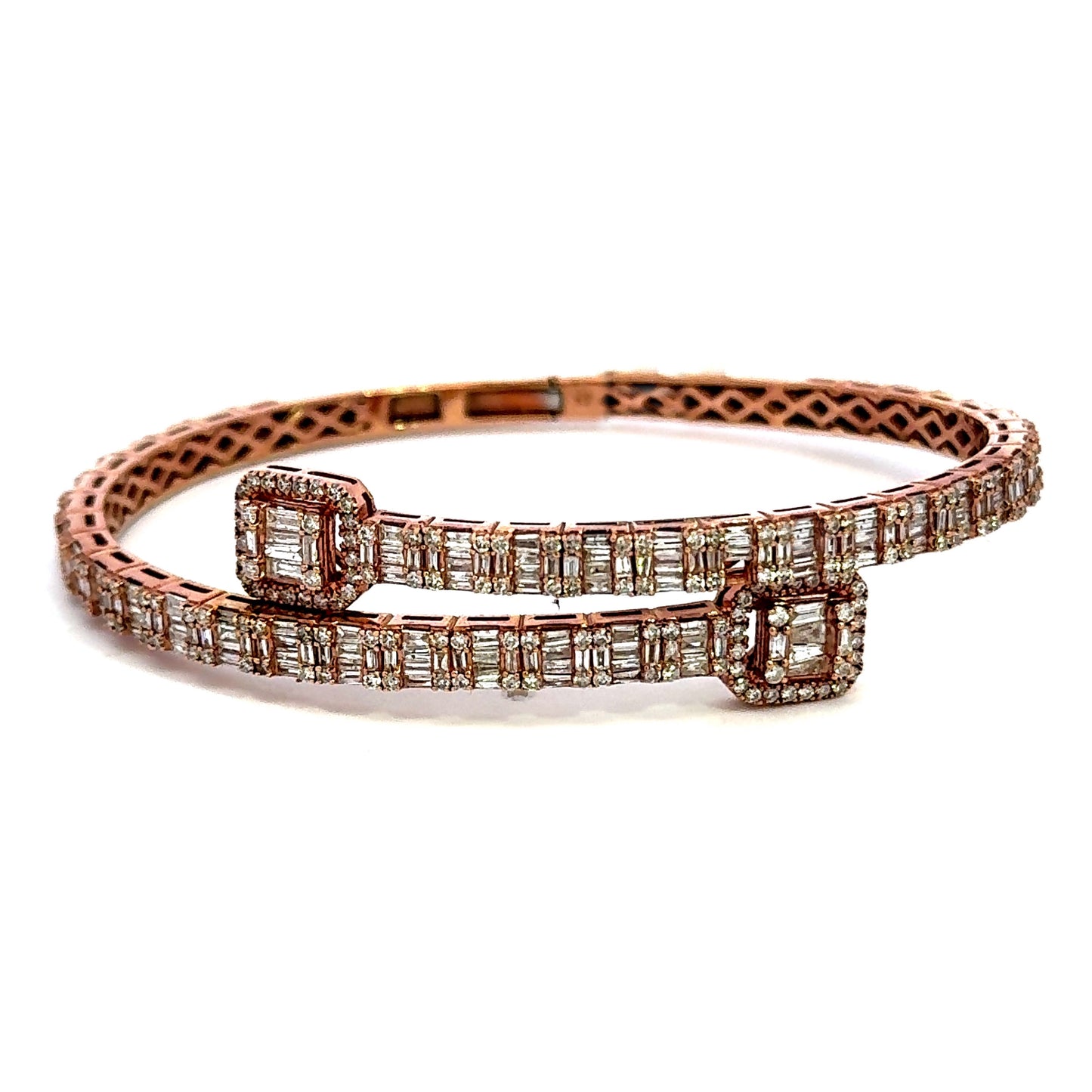 Rose Gold Baguette Bangle 4.5CT 24.9GR 14K 20"