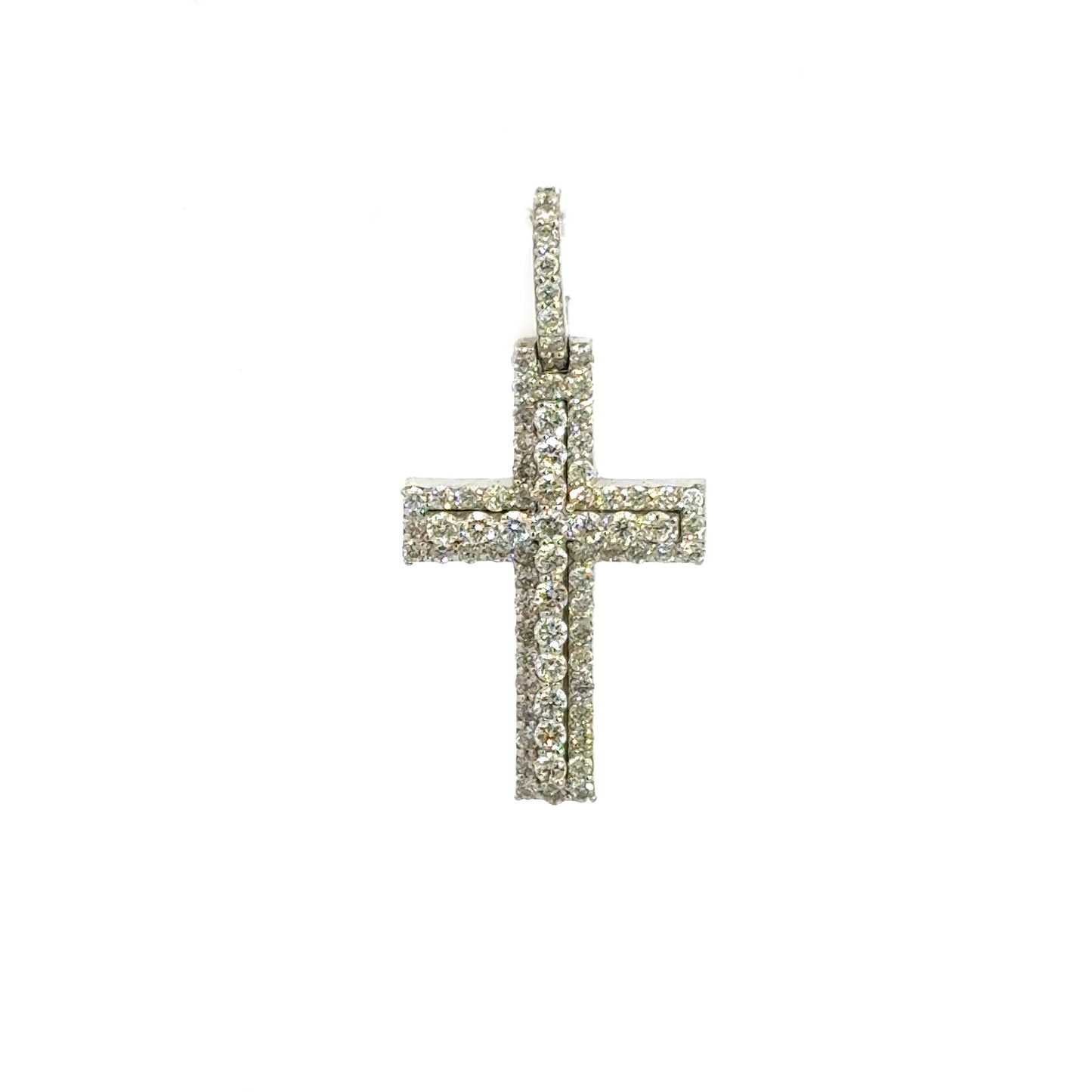 White Gold Cross Pendant 1.75CT 6.3GR 14K