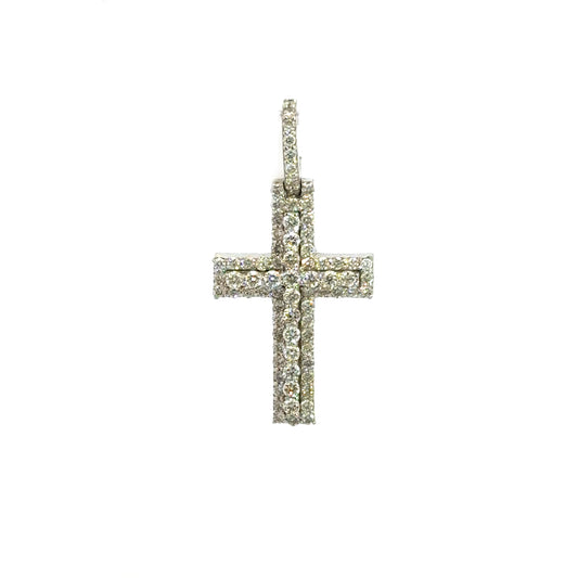 Colgante Cruz Oro Blanco 1.75CT 6.3GR 14K