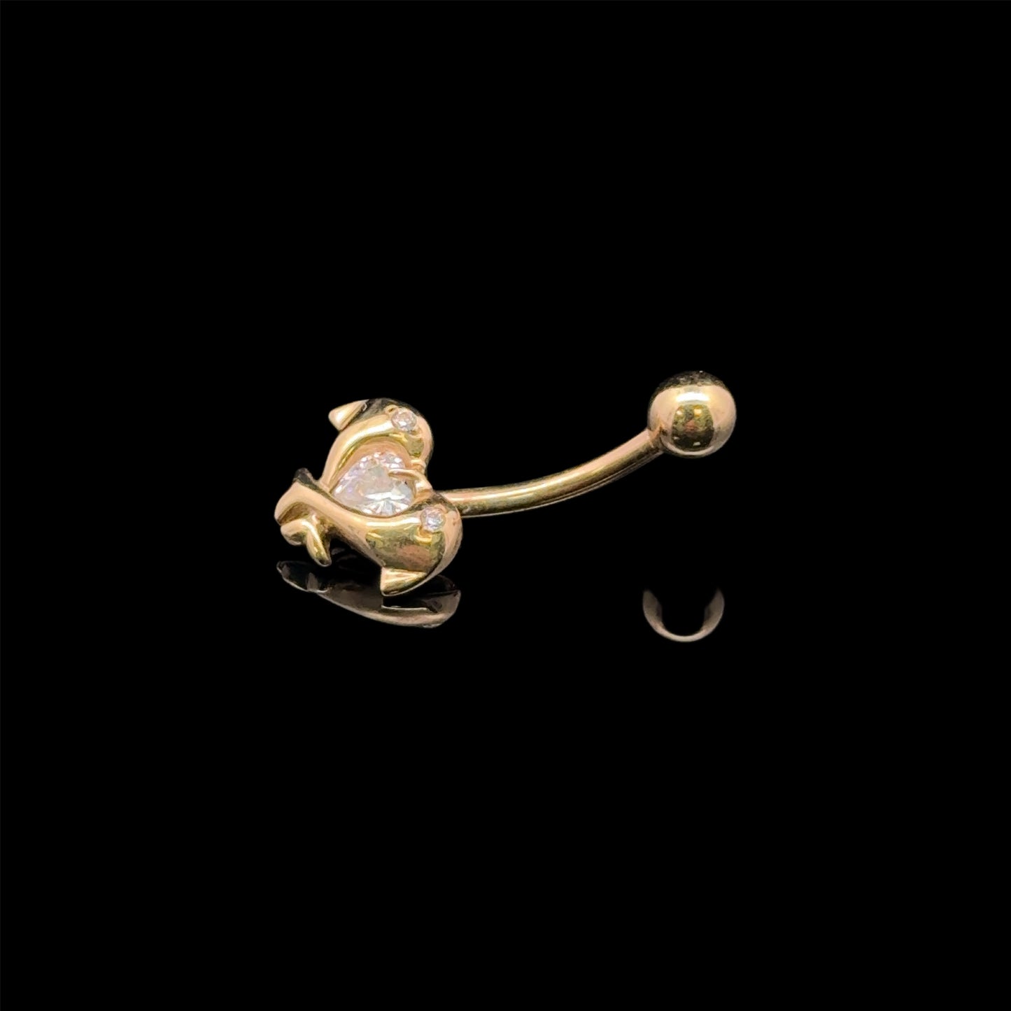 PIERCING OMBLIGO DELFINES CZ 14K