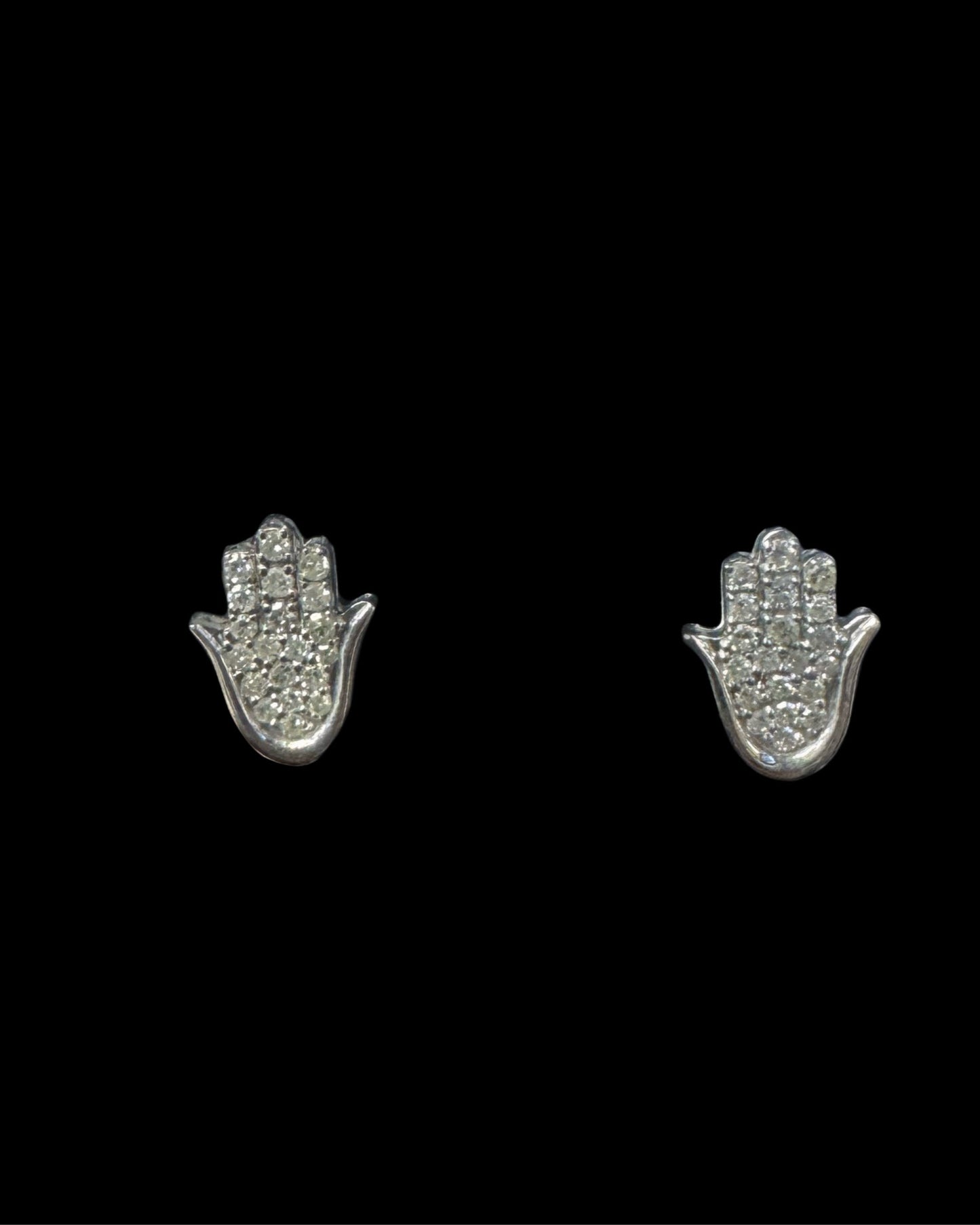 14K HAMSA EARRINGS DIAMOND, WHITE AND YELLOW ( 0.52CT 10MM 1.4GR)