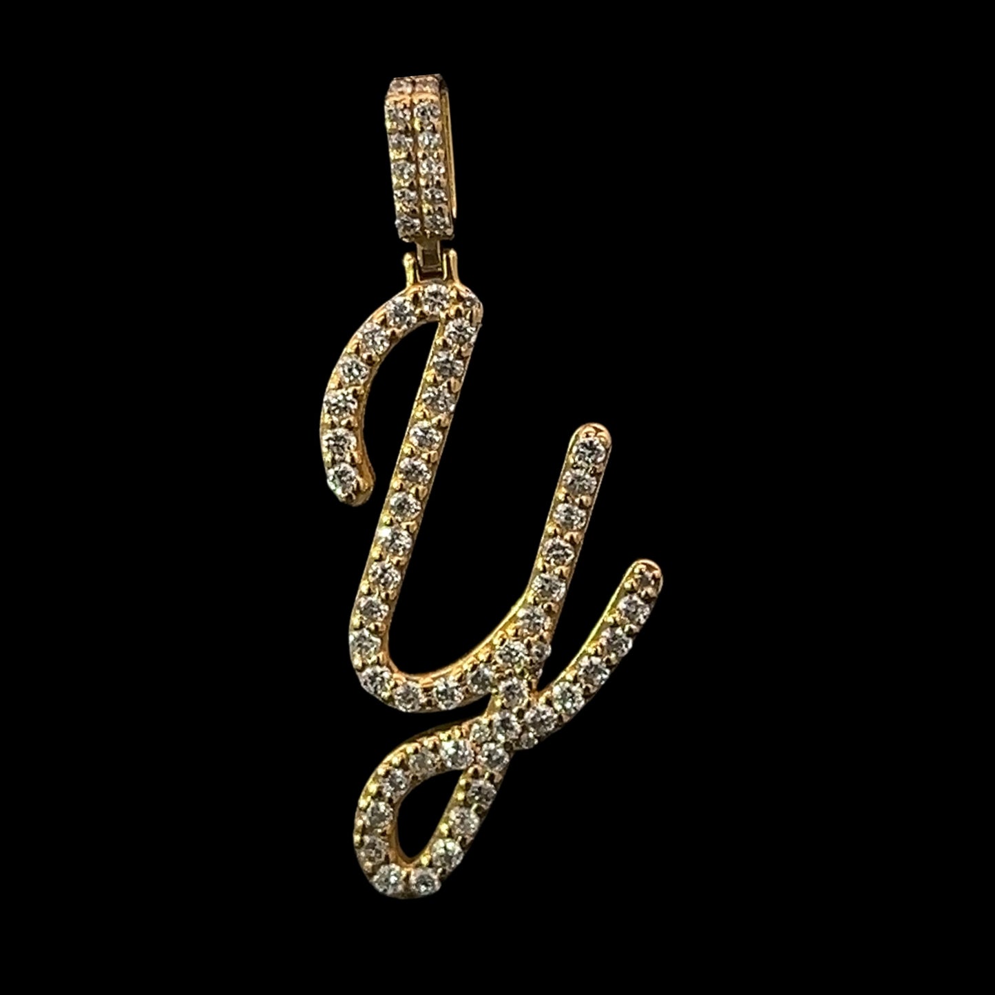 Yellow Gold Letter Y Pendant 1.18CT 4GR 14K