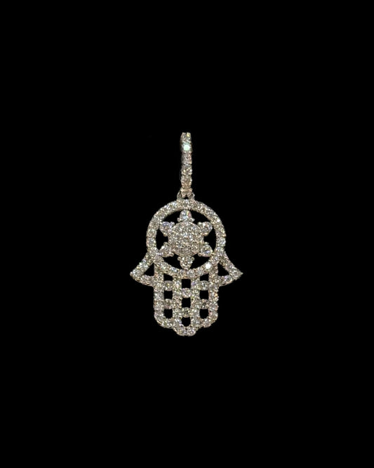 925 SILVER MOISSANITE HAMSA PENDANT (2.2GR 0,61CT VVS )