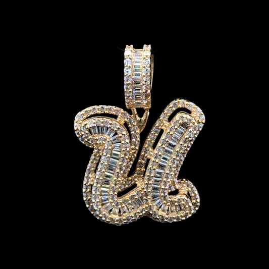 PENDANT LETRA U CURSIVA CZ 4.2GR 14K